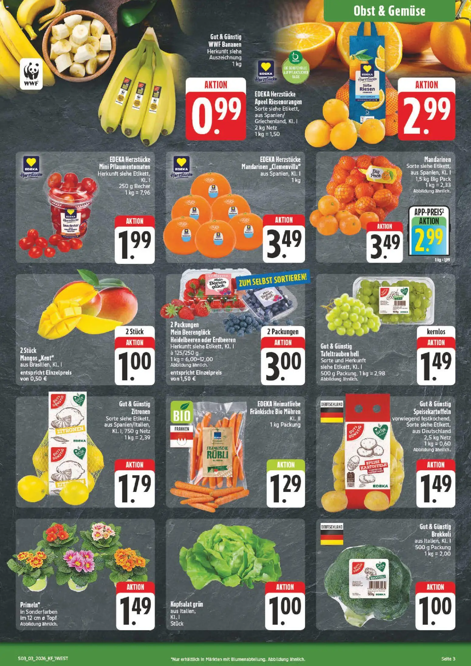 nah & gut Prospekt 	 – gültig ab 12.01.2026 | Seite: 3 | Produkte: Heidelbeeren, Gemüse, Erdbeeren, Zitronen