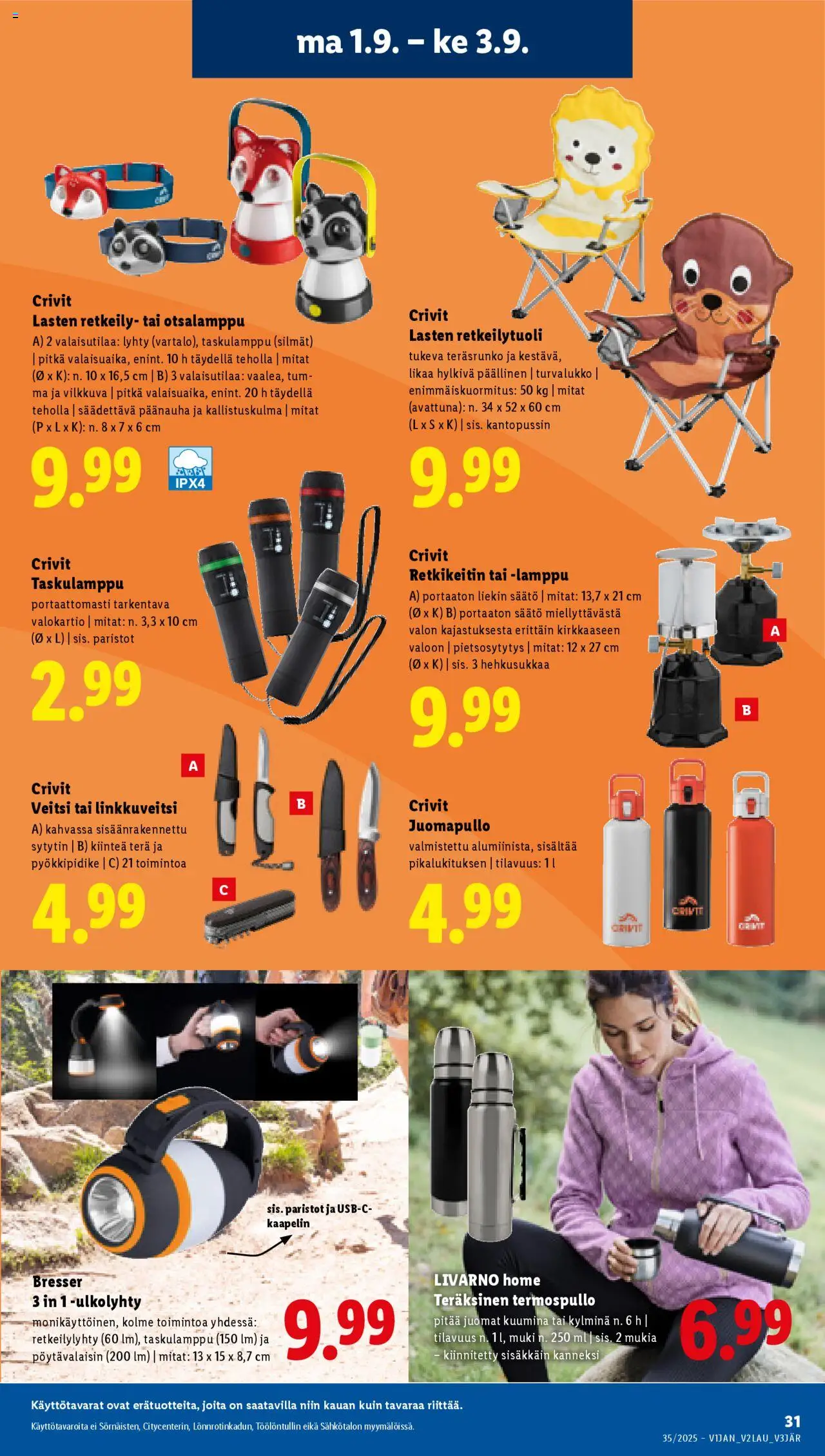  | Sivu: 33 | Tuotteet: Paristot, Lamppu, Taskulamppu, Termospullo