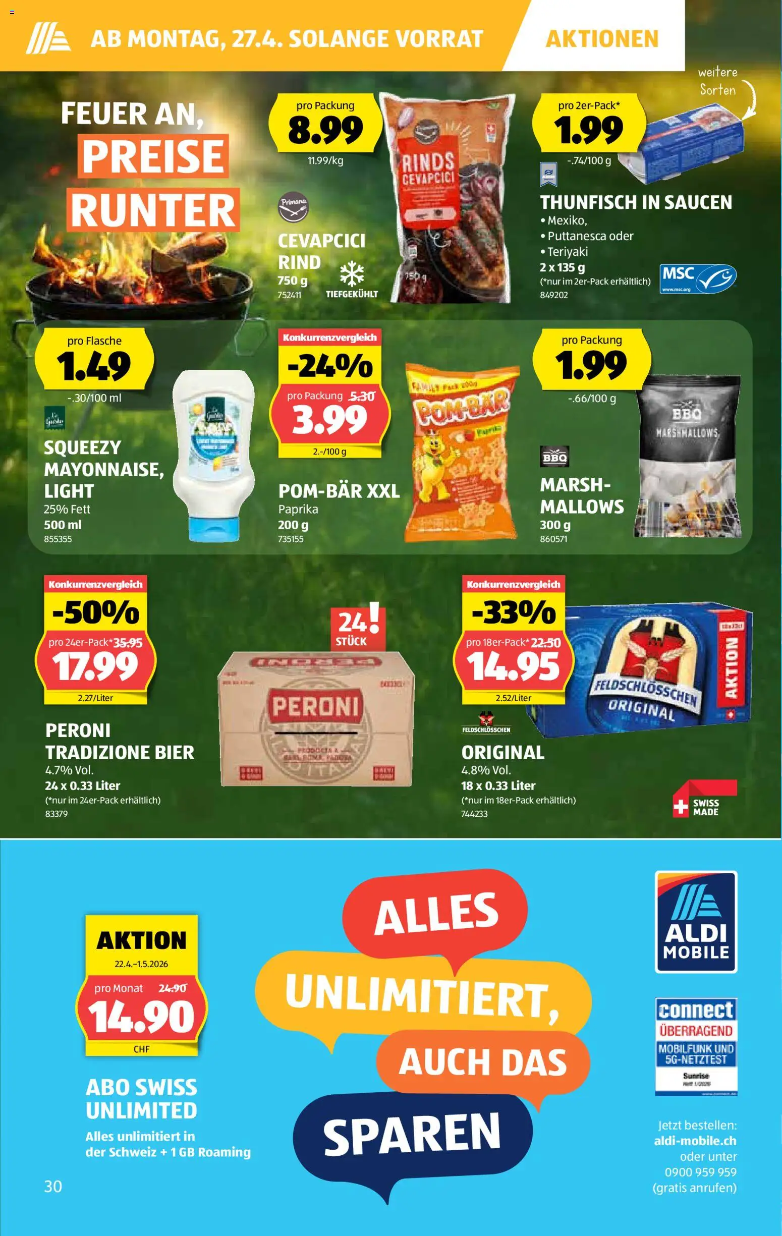 Aldi aktionen – gültig ab 23.04.2026 | Seite: 30 | Produkte: Cevapcici, Mars, Bier