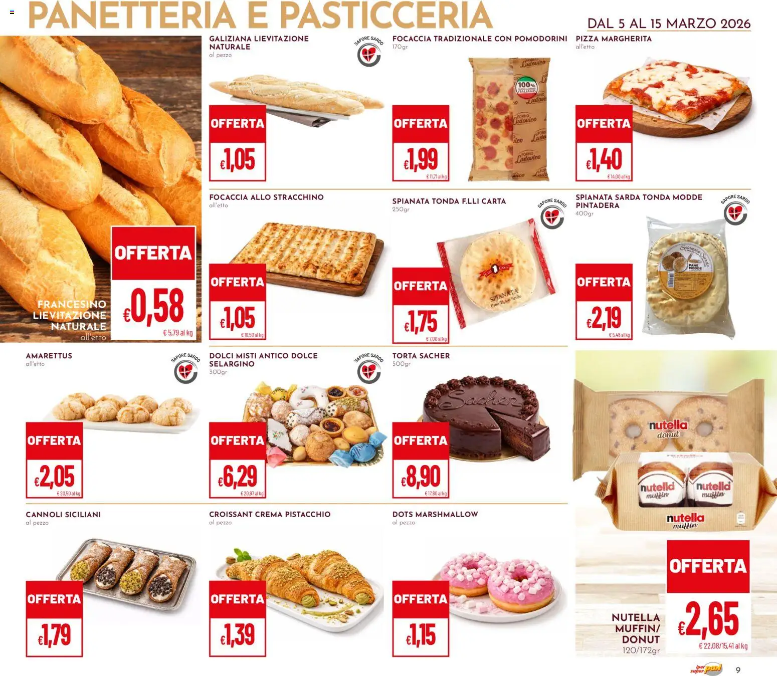 Volantino Pan del 05.03.2026 | Pagina: 9 | Prodotti: Crema, Paté, Torta, Croissant