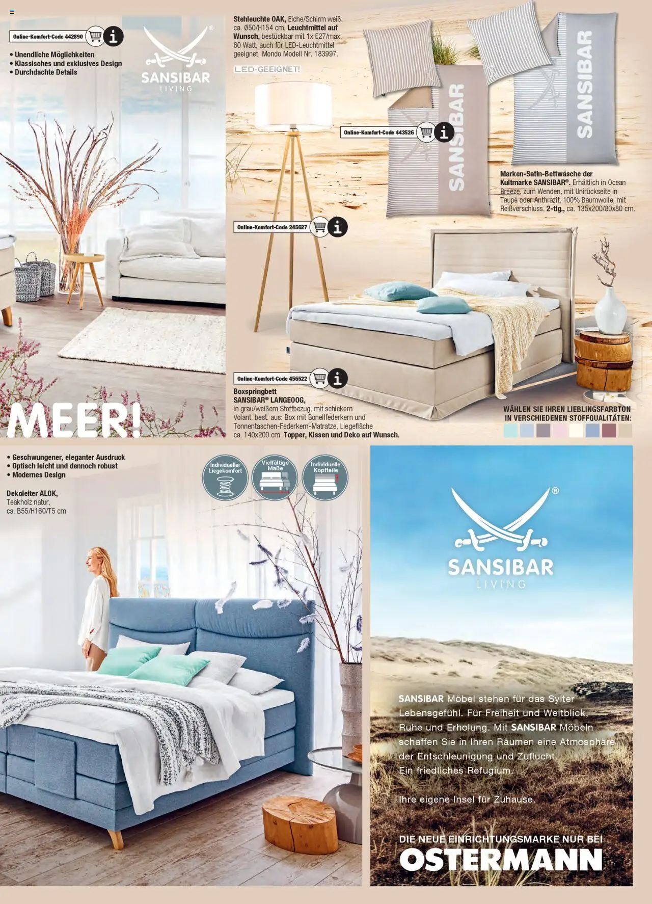 Ostermann Sansibar Living  – gültig ab 01.01.2025 | Seite: 15 | Produkte: Kissen, Boxspringbett, Box