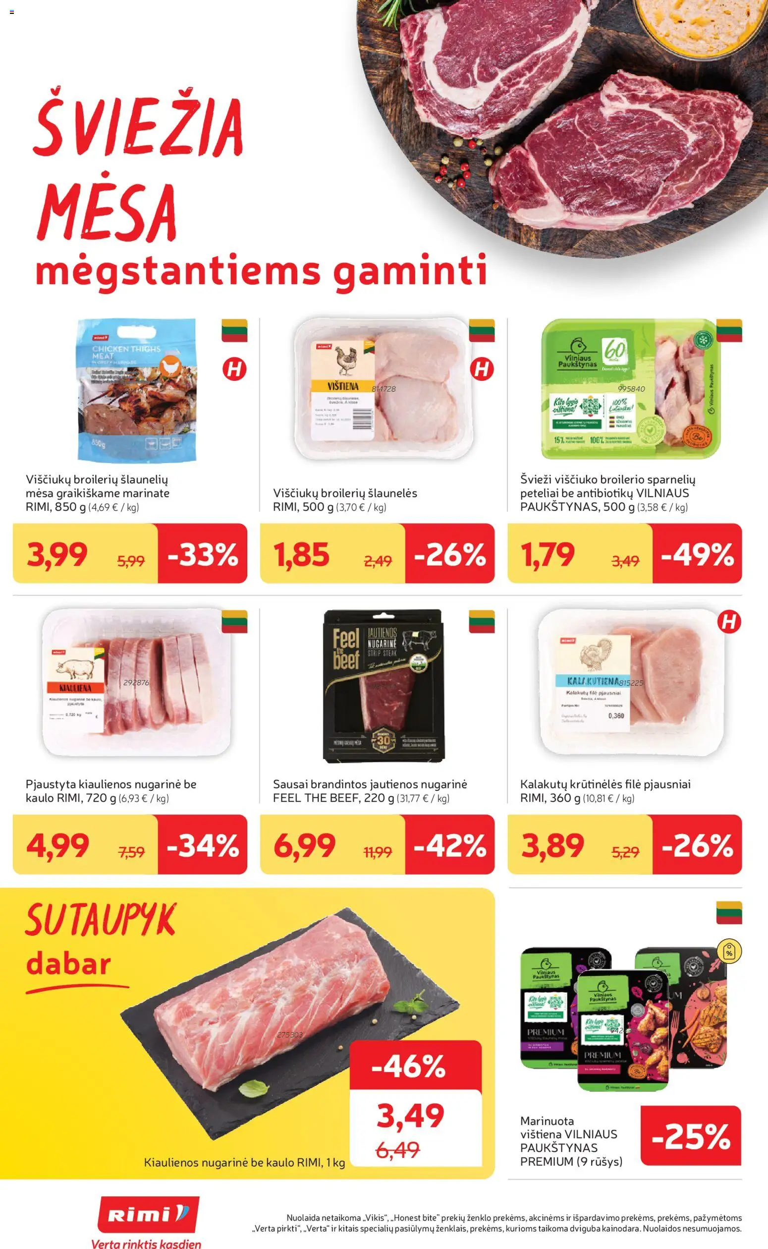 Rimi akcijos nuo 11.11.2025 | Puslapis: 10 | Prekių: Kiaulienos, Jautienos, Vištiena