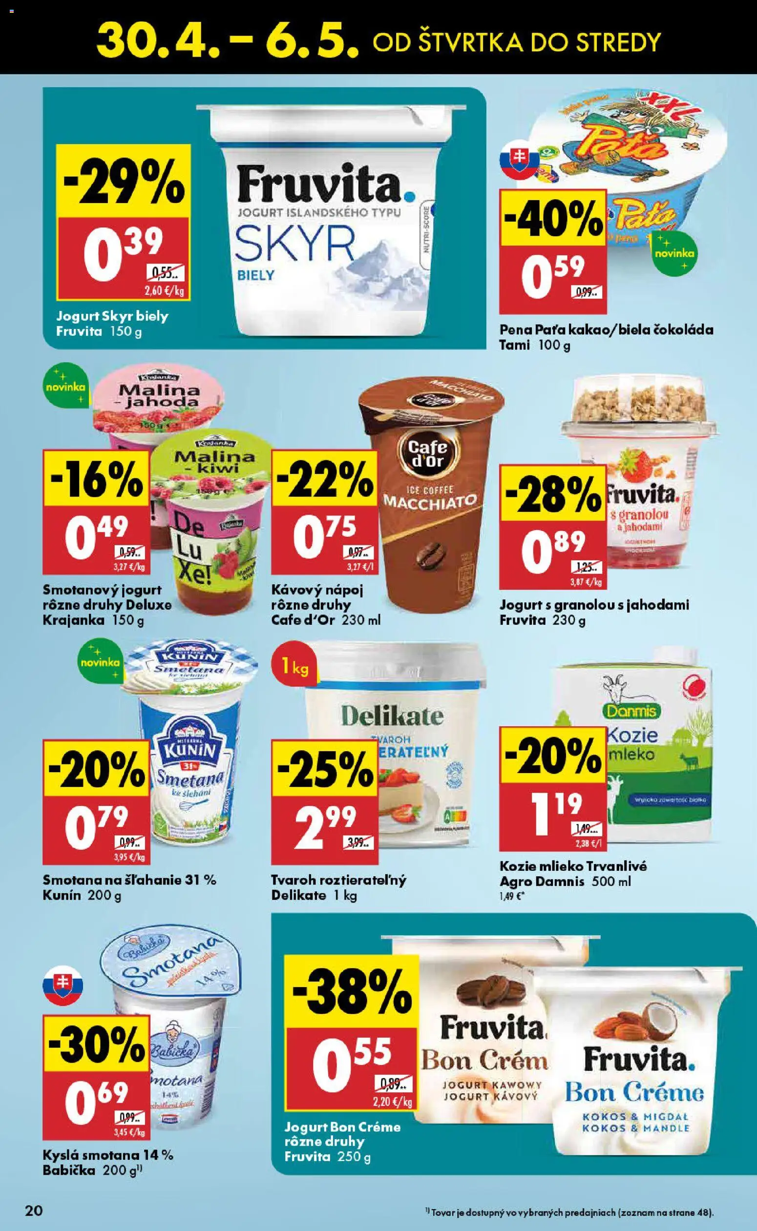 Nové Biedronka akcie – leták je platný od 30.04.2026 | Strana: 20 | Produkty: Smotana, Tvaroh, Mandle, Smotana na šľahanie