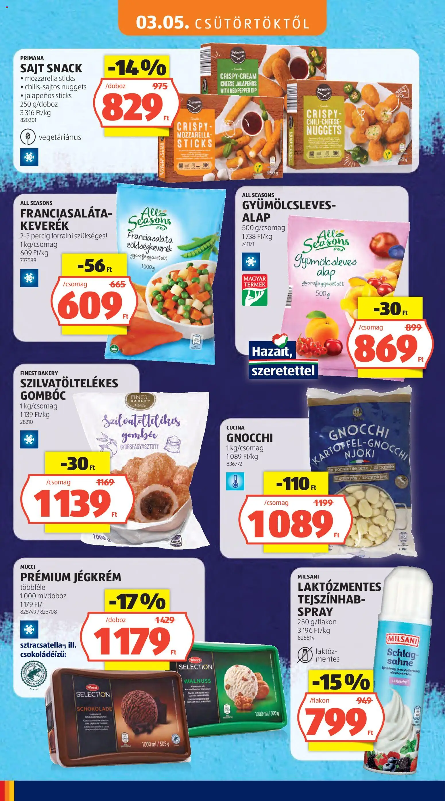 Aldi akciós ujság - amely érvényes a következő dátumtól: 05.03.2026 | Oldal: 14 | Termékek: Jalapenos, Zöldségkeverék, Nuggets, Gnocchi