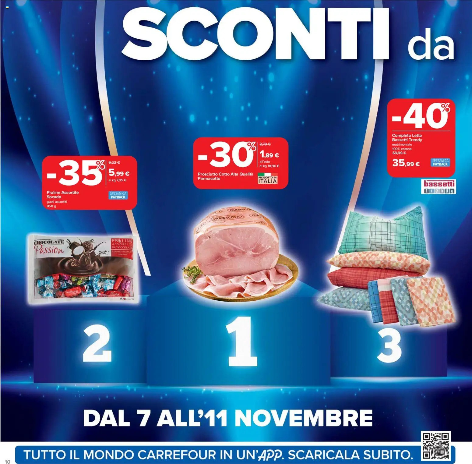 Volantino Carrefour del 07.11.2025 | Pagina: 10 | Prodotti: Prosciutto Cotto, Prosciutto, Letto