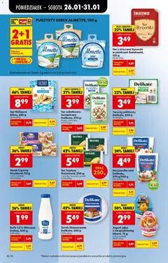 Pogląd oferty "Jogurt jajko z niespodzianką Miami, Jogurt jajko z niespodzianką Miami, 75 g różne rodzaje" - ważna od 26.01.2026 | Strona: 38 | Produkty: Ser topiony, Serek, Mleko, Mozzarella