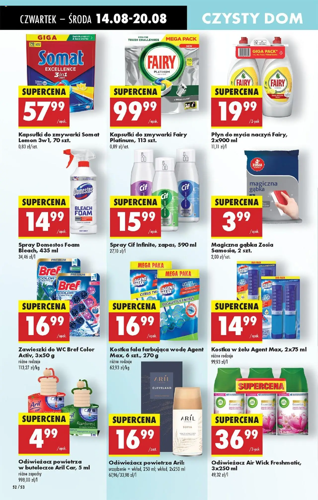 Biedronka gazetka - Oferta w tym tygodniu od 14.08.2025 | Strona: 64 | Produkty: Odświeżacz powietrza, Domestos, Fairy, Płyn do mycia naczyń