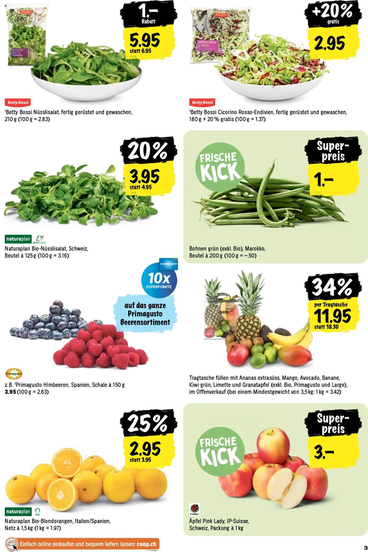 Coop aktionen – gültig ab 31.03.2026 | Seite: 3 | Produkte: Granatapfel, Äpfel, Ananas, Kiwi