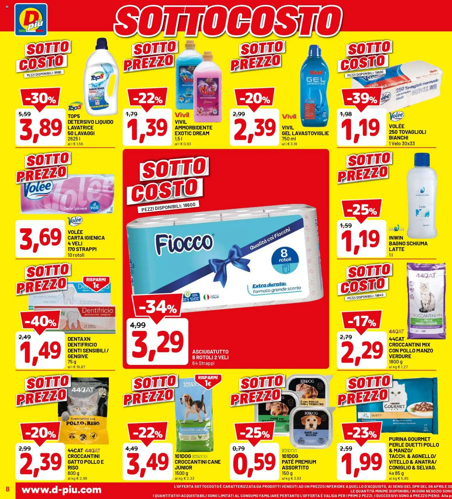 Volantino D Più del 06.11.2025 | Pagina: 8 | Prodotti: Pollo, Fiocchi, Fagioli, Vitello