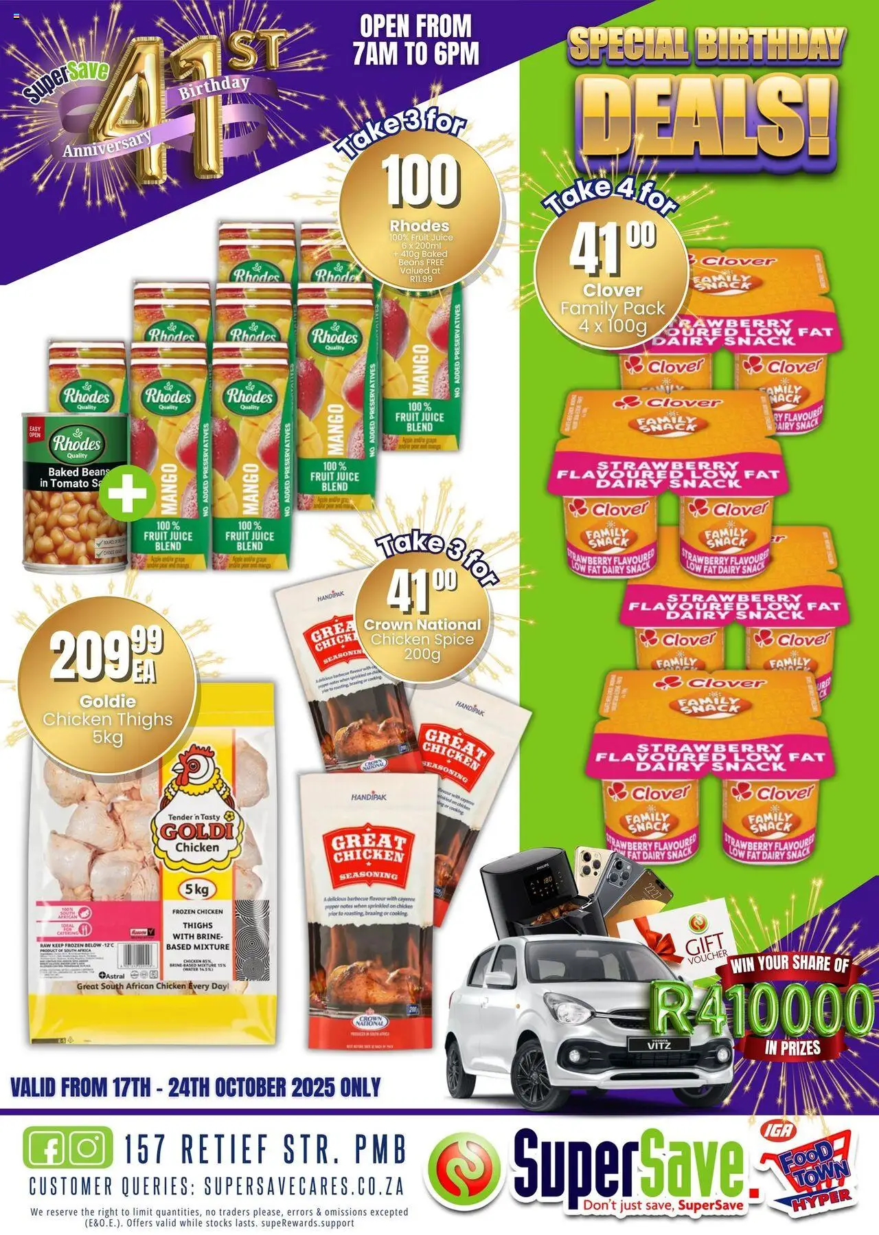 New Super Save catalogue – valid from 17.10.2025 | Page: 5 | Products: Baked beans, Juice, Water, Mango