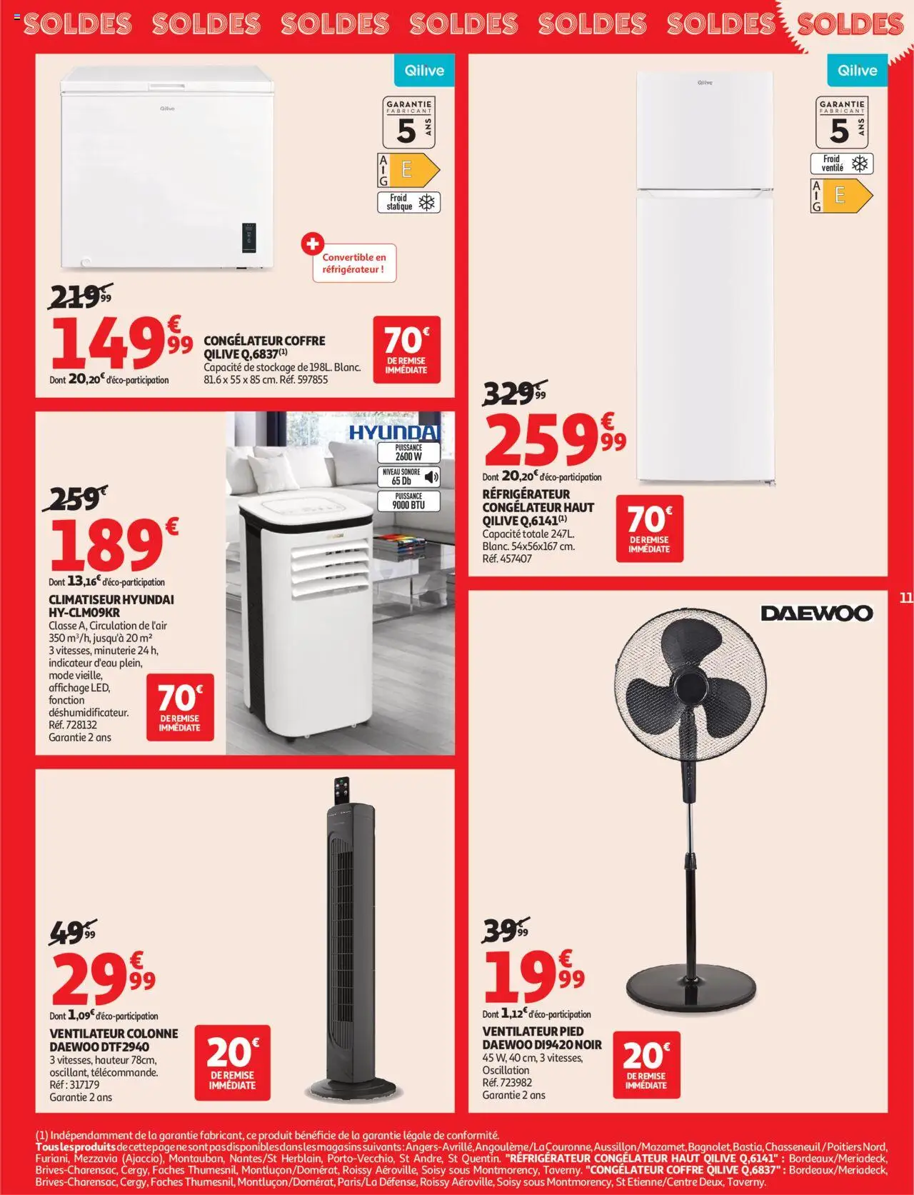  | Page: 11 | Produits: Réfrigérateur, Congélateur, Ventilateur, Climatiseur