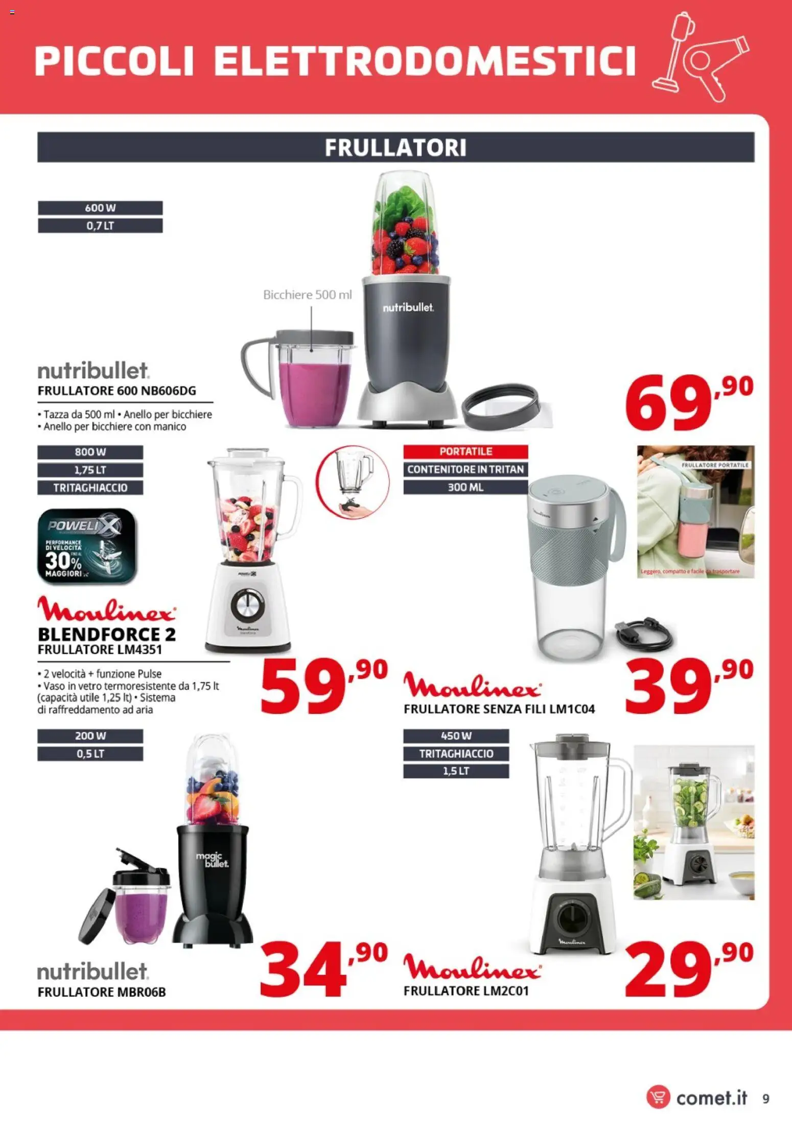 Volantino Comet del 23.01.2026 | Pagina: 9 | Prodotti: Frullatore, Anello, Contenitore, Vaso