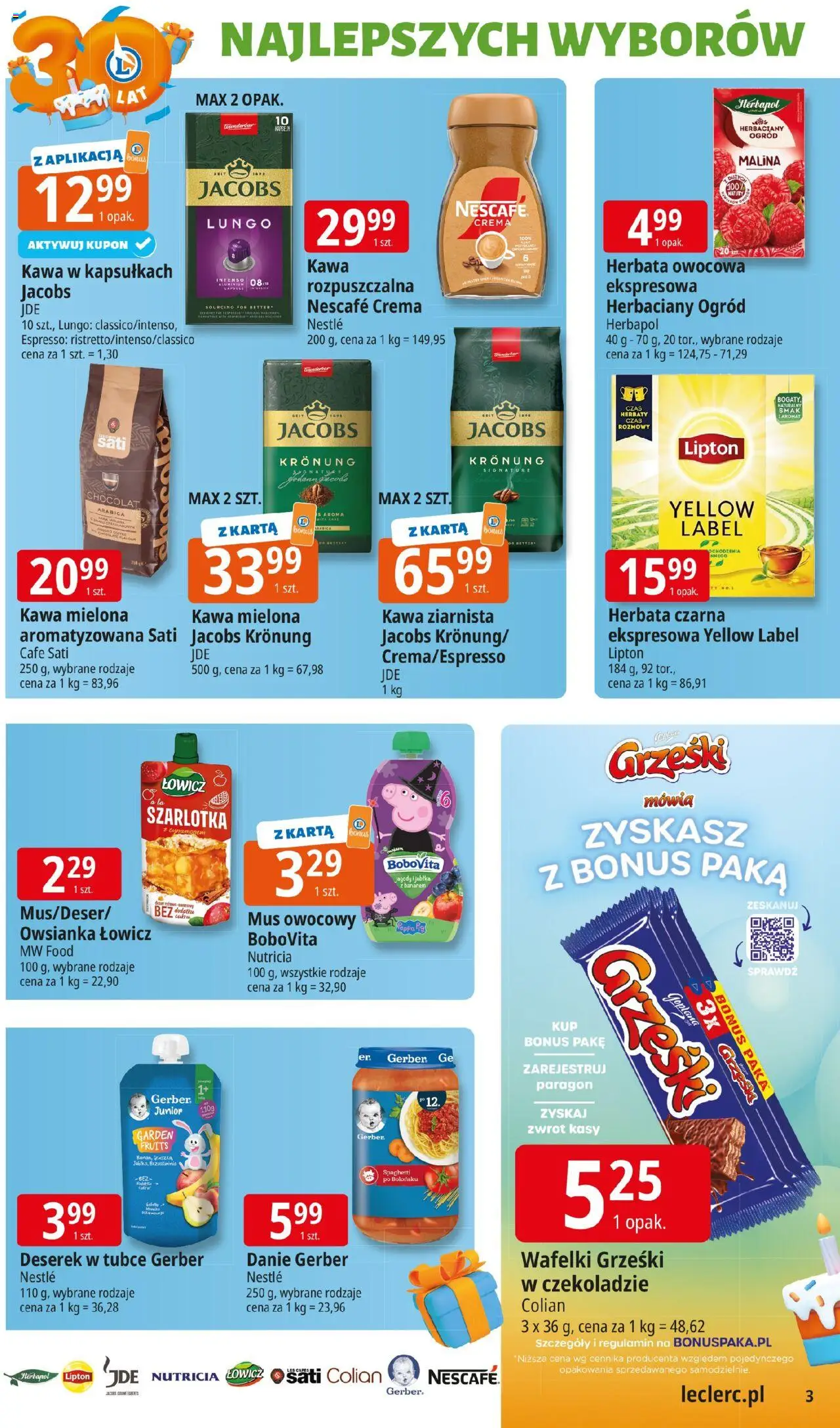 E.Leclerc Gazetka - Warszawa Jerozolimskie od 16.09.2025 | Strona: 3 | Produkty: Karta, Nescafe, Kawa ziarnista, Kawa