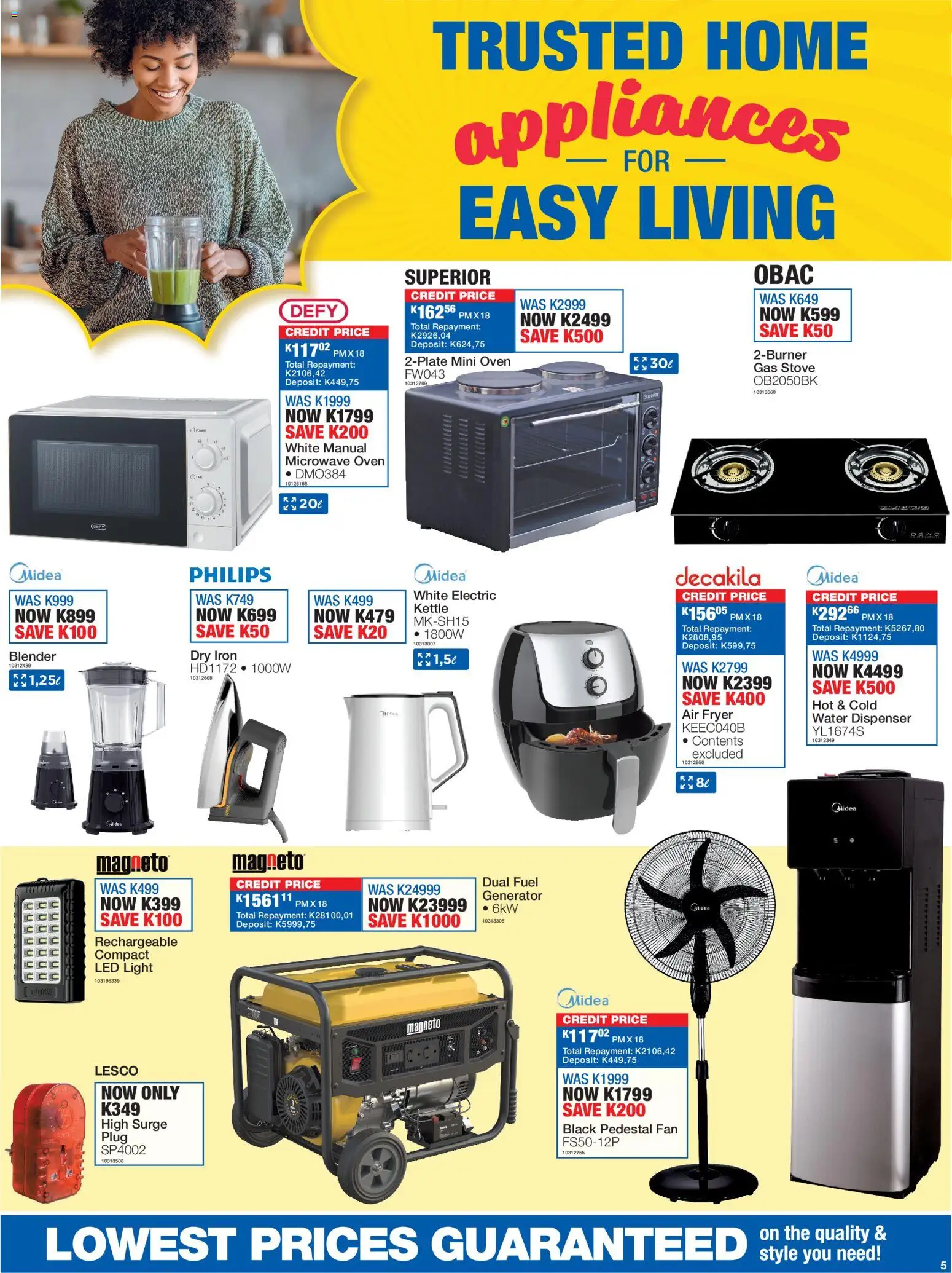 New OK Furniture catalogue – valid from 19.01.2026 | Page: 5 | Products: Kettle, Fan, Microwave, Gas stove