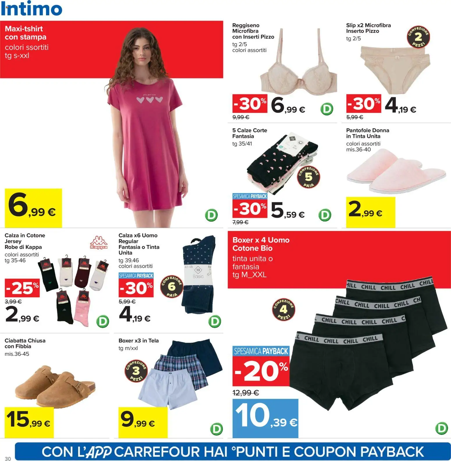 Volantino Carrefour del 07.04.2026 | Pagina: 30 | Prodotti: Reggiseno, Slip, Boxer, Pantofole