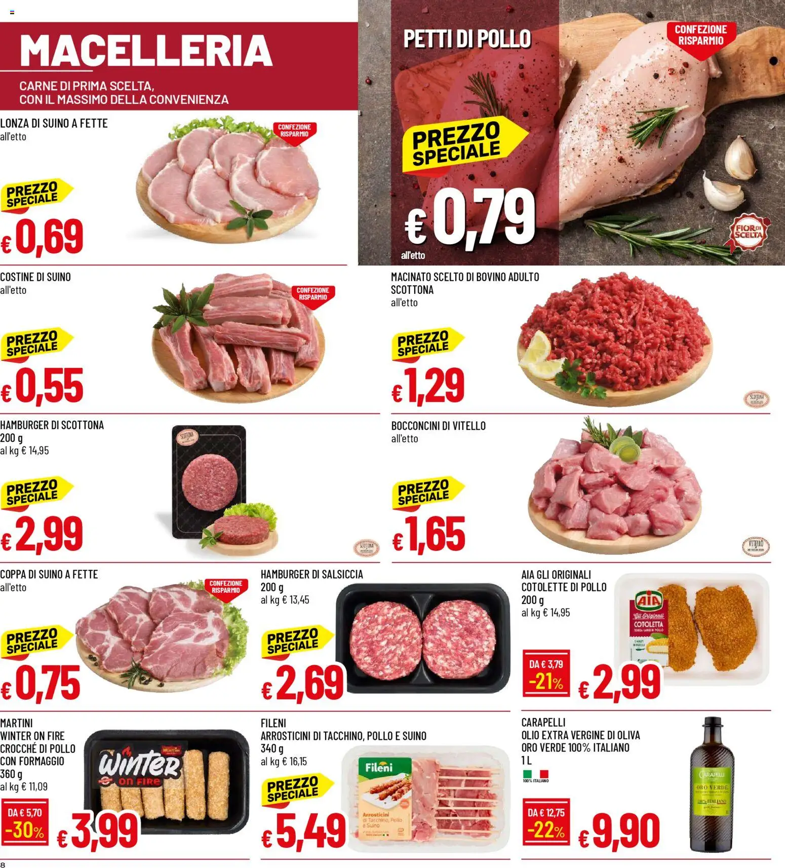 Volantino Famila del 12.03.2026 | Pagina: 8 | Prodotti: Bovino, Formaggio, Vitello, Macinato