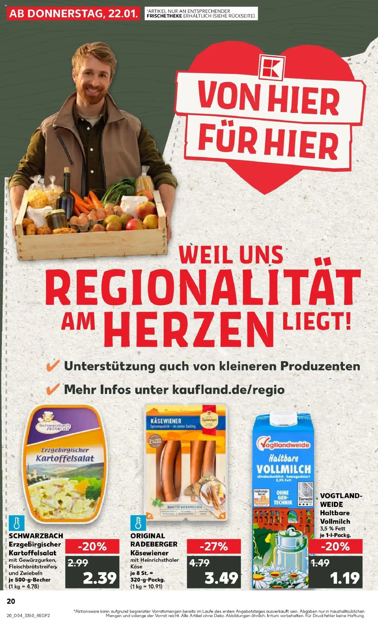 Kaufland prospekt Aue-Bad Schlema	 – gültig ab 25.01.2026 | Seite: 20 | Produkte: Käse, Zwiebeln