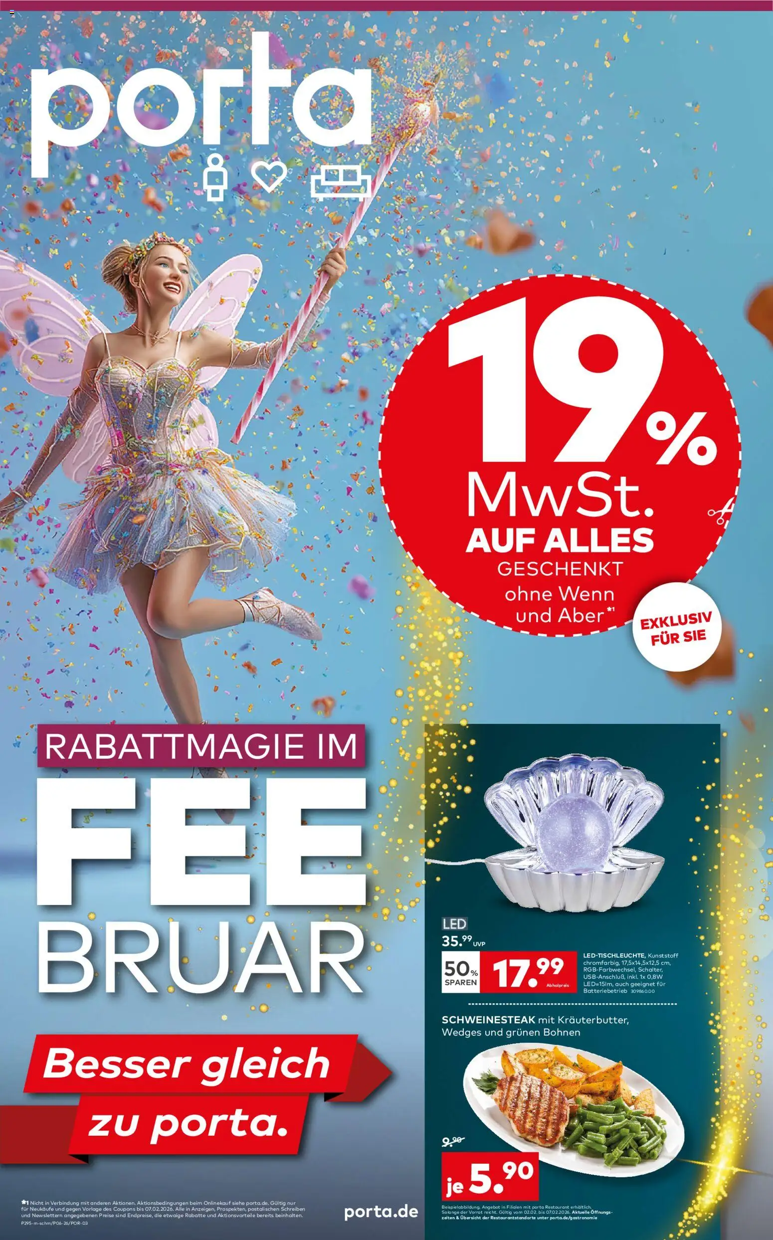 Porta! Rabattmagie im FEEbruar mit 19% MwSt. auf alles - Essen – gültig ab 01.02.2026 | Seite: 1
