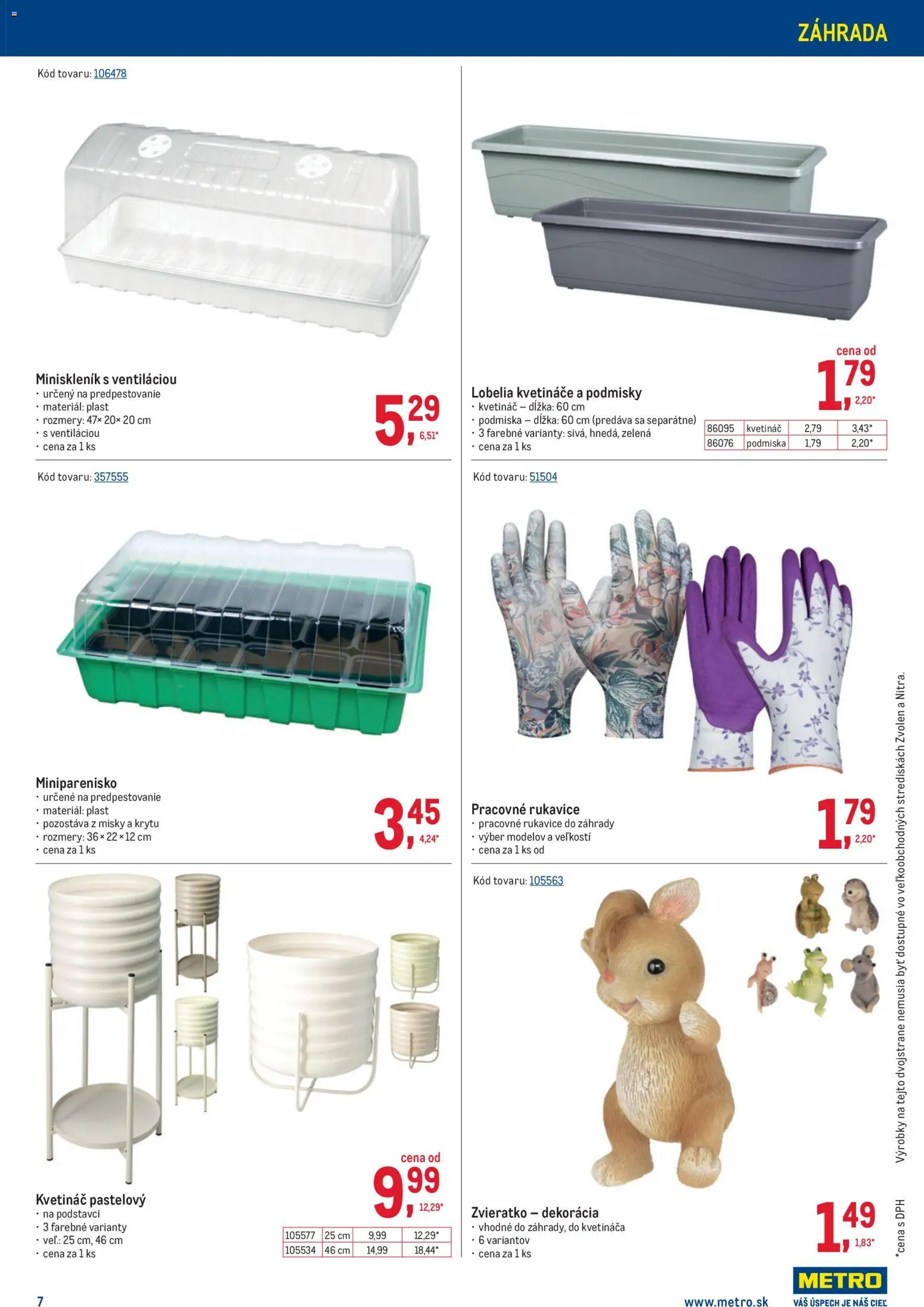 Nové Metro akcie – leták je platný od 08.04.2026 | Strana: 7 | Produkty: Kvetináč, Rukavice