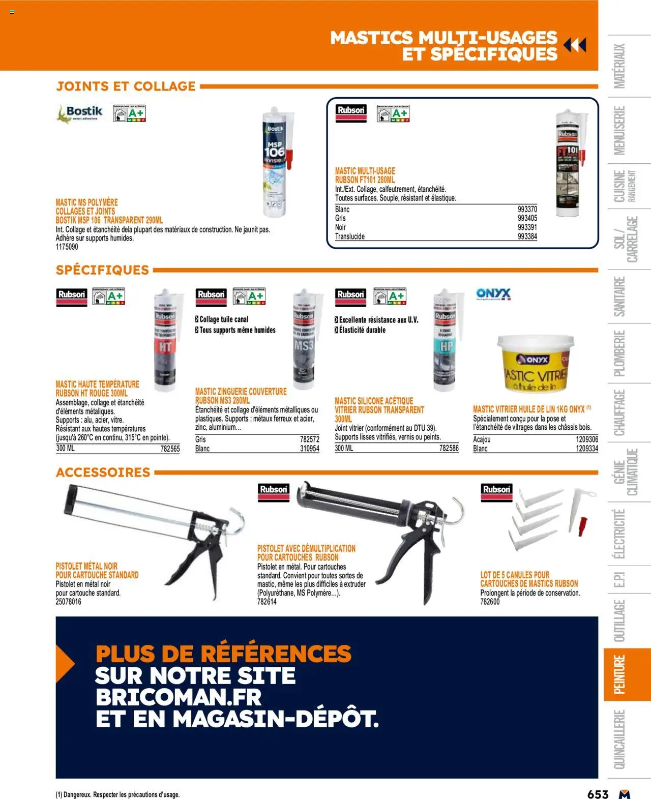  | Page: 653 | Produits: Huile de lin, Tuile, Couverture, Cartouche