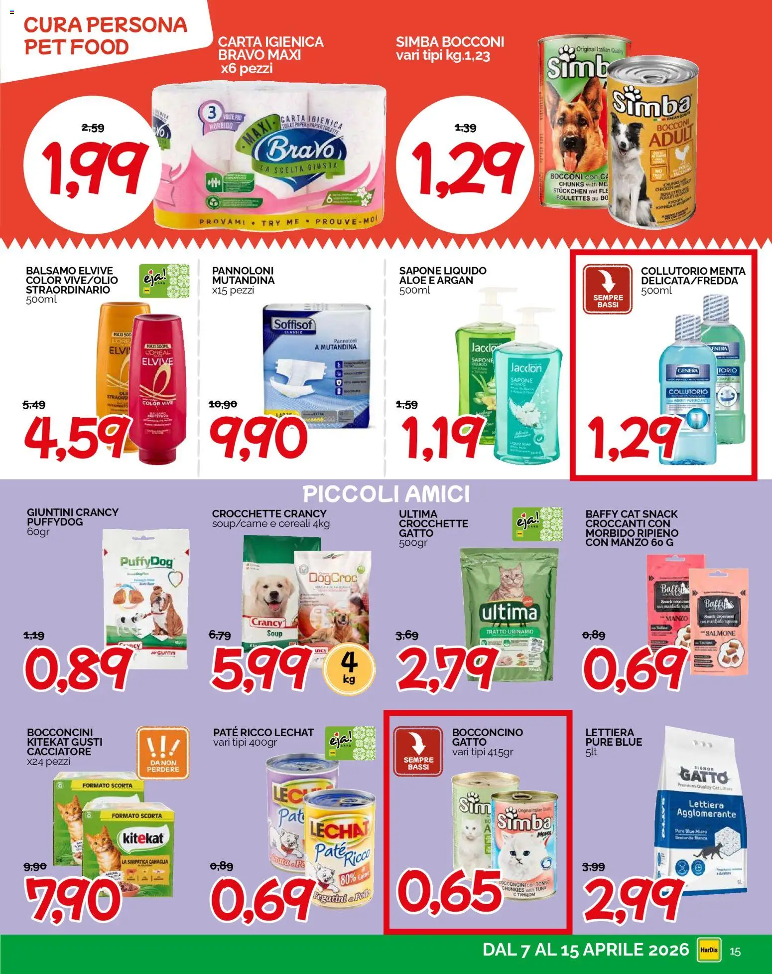 Volantino HarDis del 07.04.2026 | Pagina: 15 | Prodotti: Balsamo, Carta igienica, Collutorio, Tonno