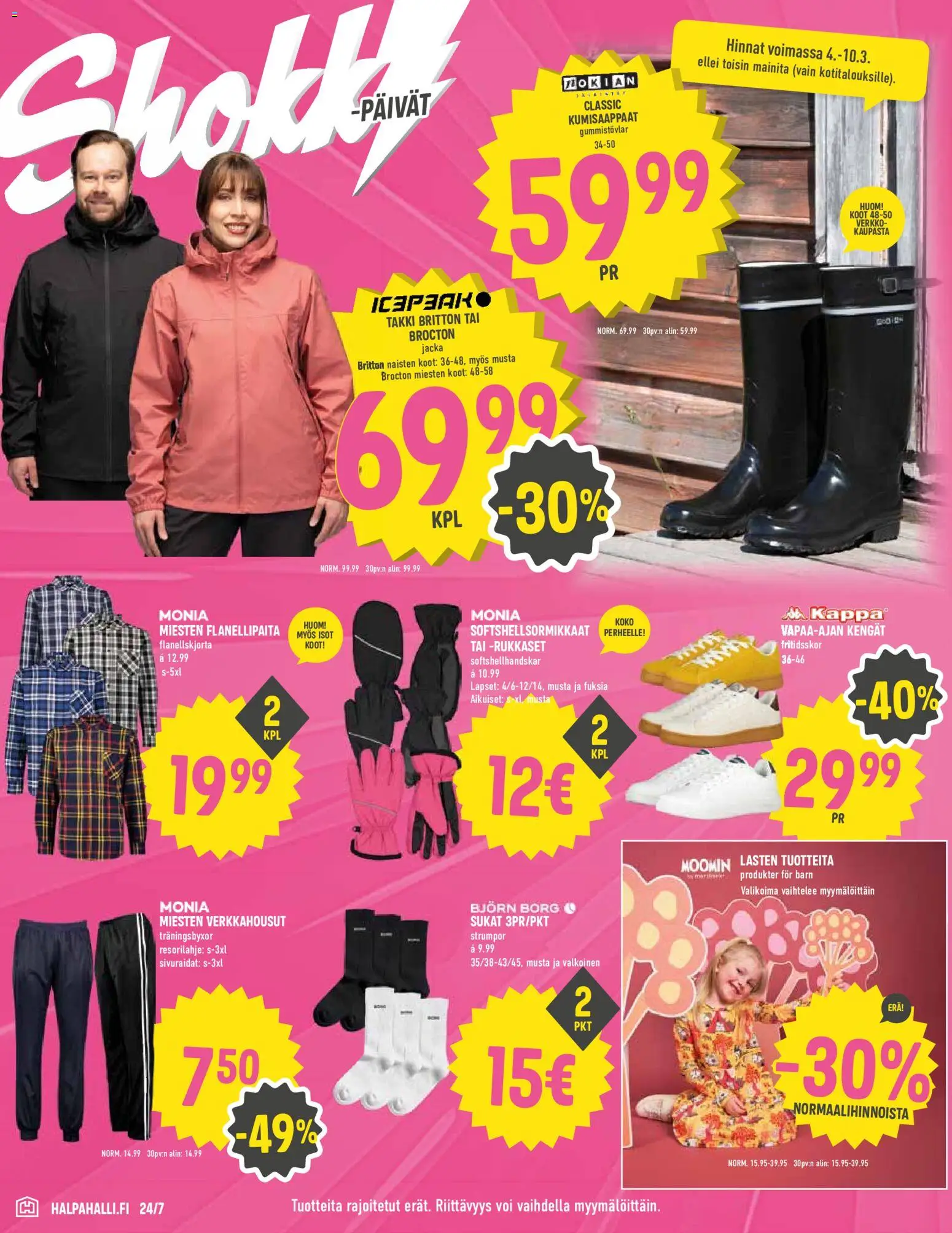 Halpa Halli tarjoukset – voimassa 04.10.2026 alkaen | Sivu: 14 | Tuotteet: Takki, Voi, Sukat, Kumisaappaat