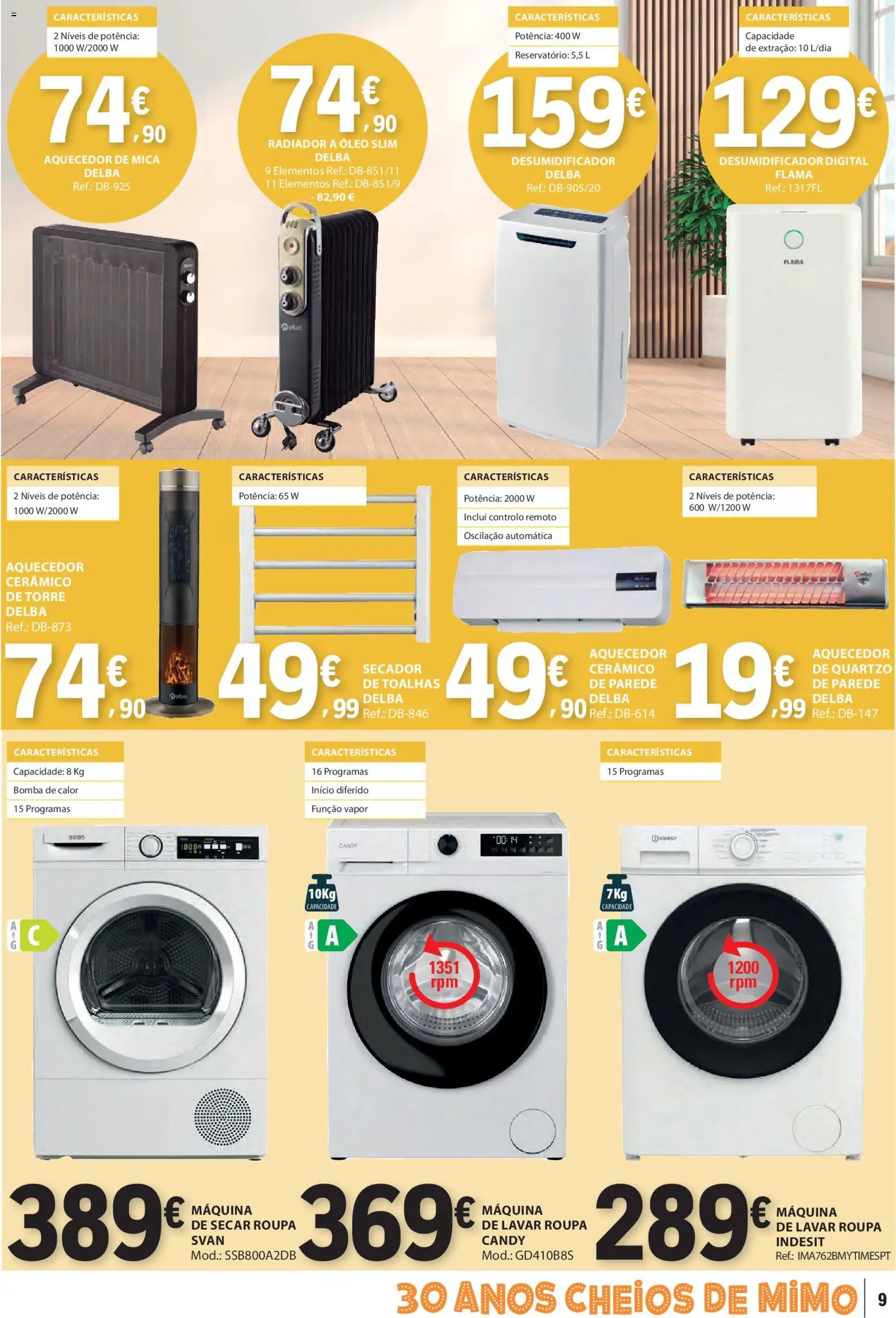 E.Leclerc - Folheto Não Alimentar │ válido de 06.11.2025 | Página: 9 | Produtos: Máquina de lavar, Aquecedor, Radiador, Desumidificador