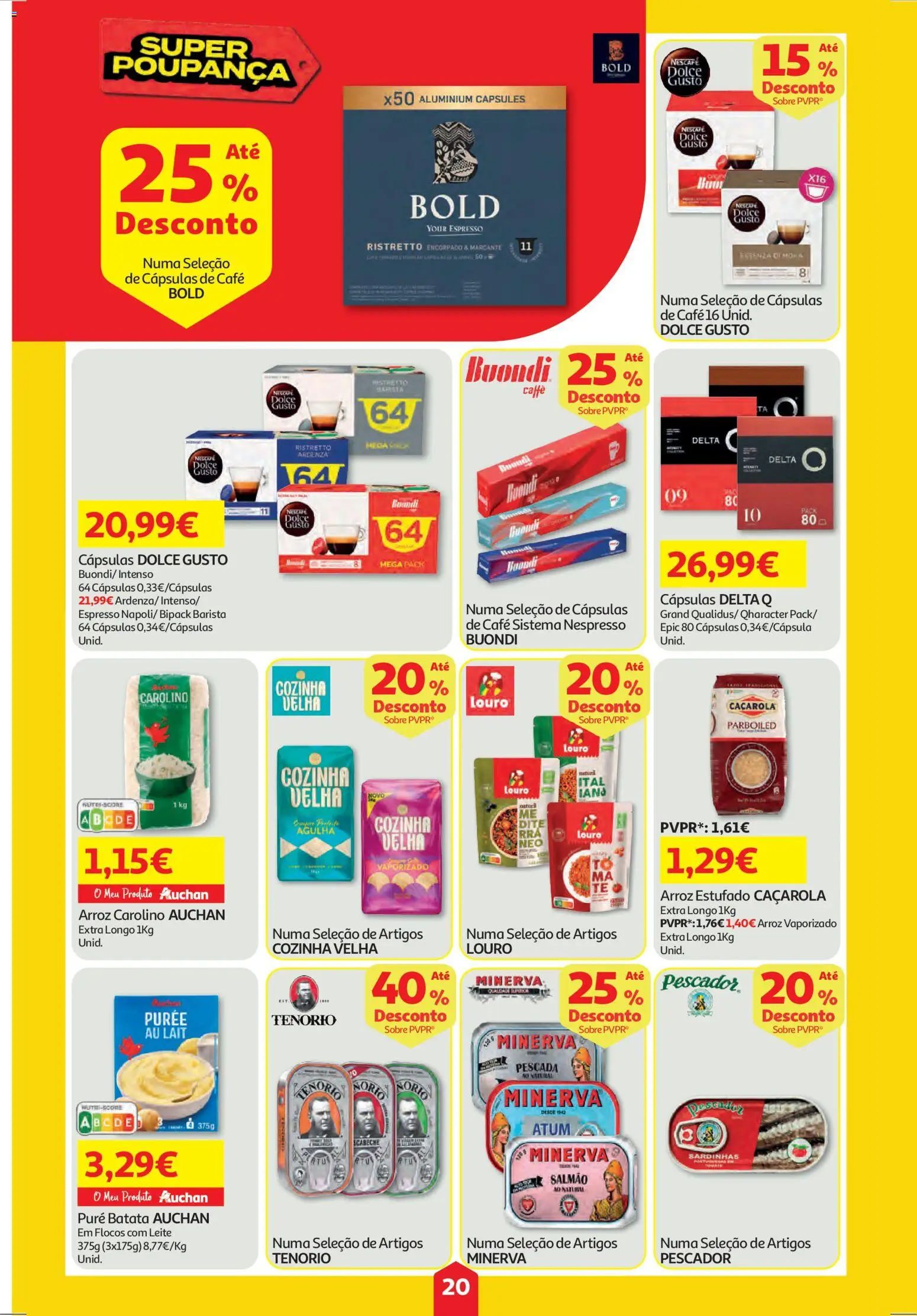Auchan folheto │ válido de 30.10.2025 | Página: 20 | Produtos: Atum, Delta q, Nespresso, Leite