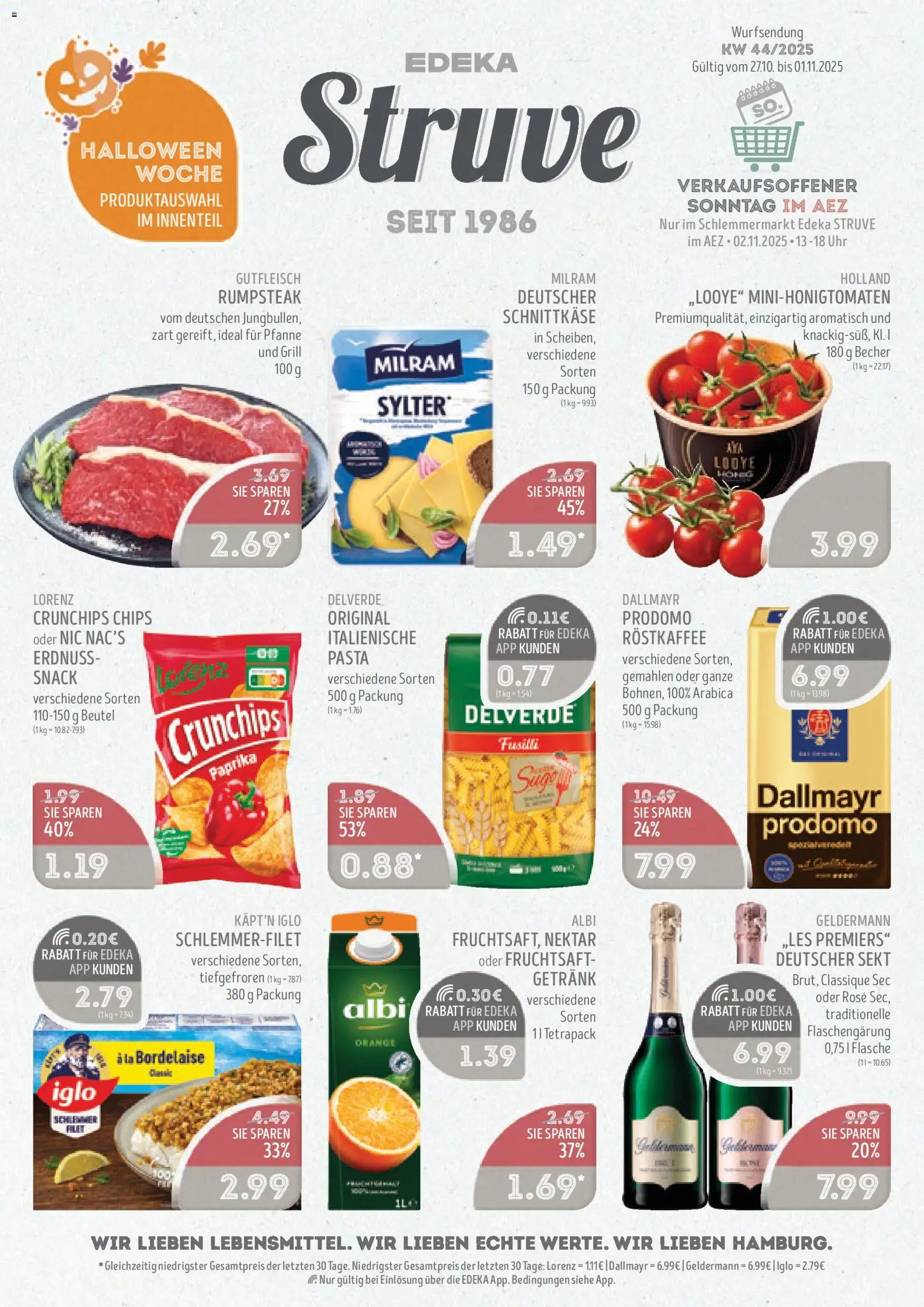 Edeka Struve Prospekt 	 – gültig ab 27.10.2025 | Seite: 1 | Produkte: Sekt, Dallmayr, Milram, Chips