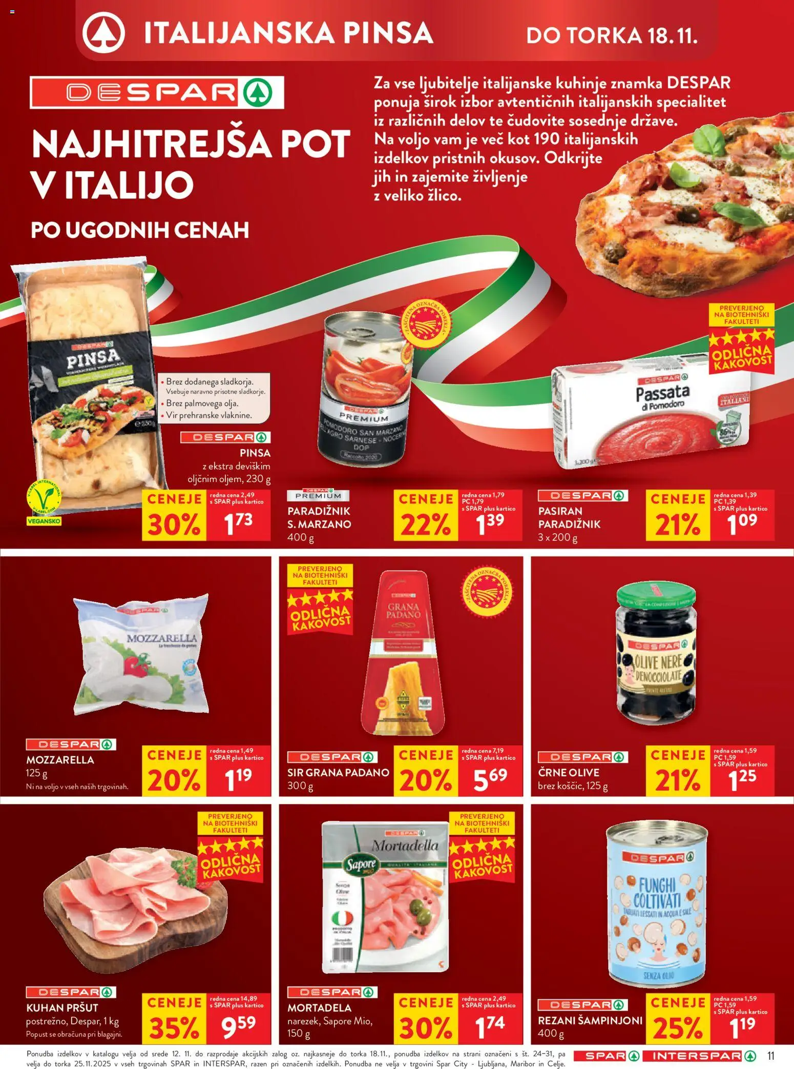 Novi Spar katalog ponudbe – veljaven od 12.11.2025 | Stran: 14 | Izdelki: Mortadela, Olive, Sir, Paradiznik