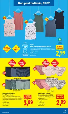 LIDL leidinys galioja nuo 29.12.2025 | Puslapis: 31 | Prekių: Marškinėliai, Kelnaitės