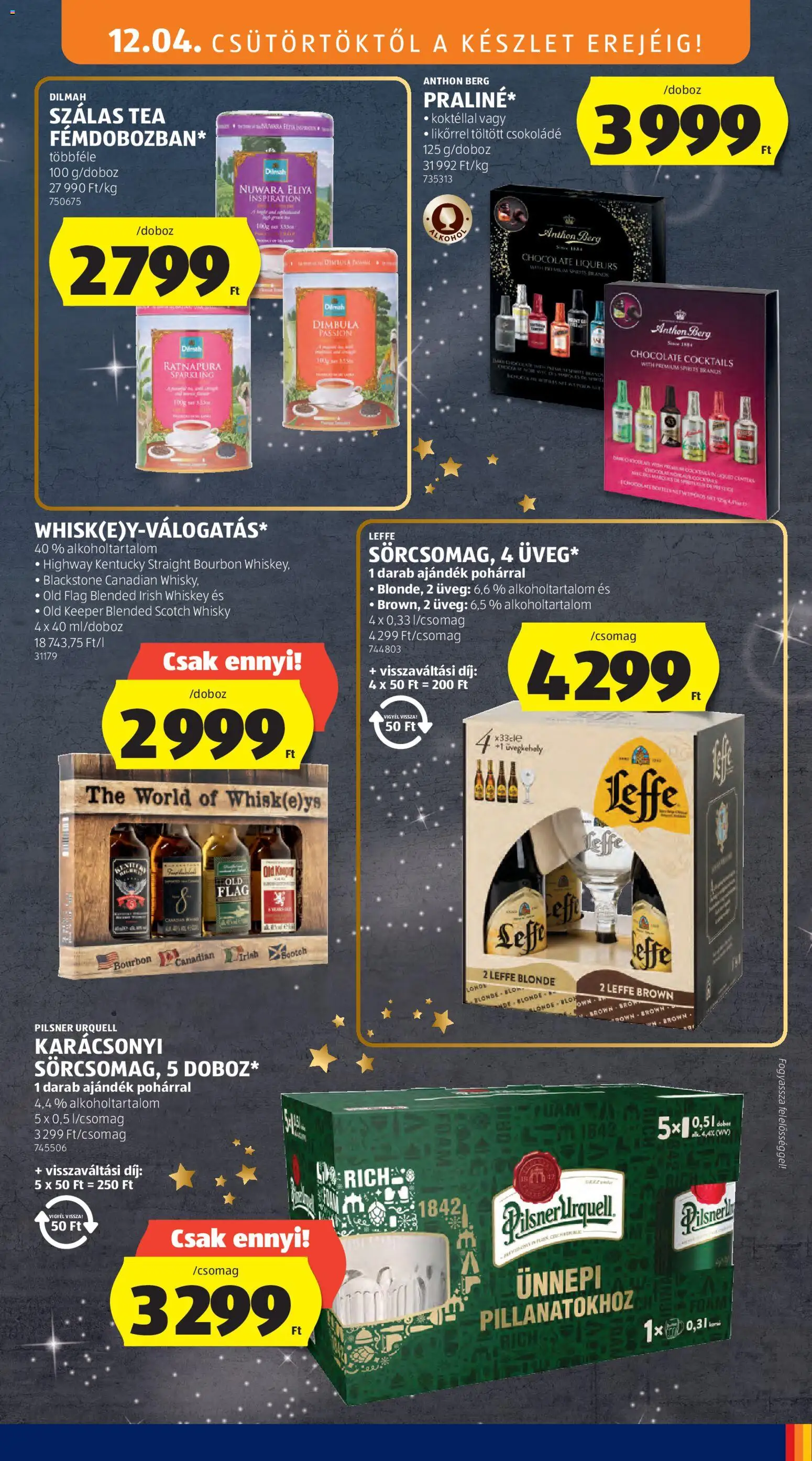 Aldi akciós ujság - amely érvényes a következő dátumtól: 04.12.2025 | Oldal: 27 | Termékek: Whiskey, Pilsner urquell, Irish whiskey, Bourbon