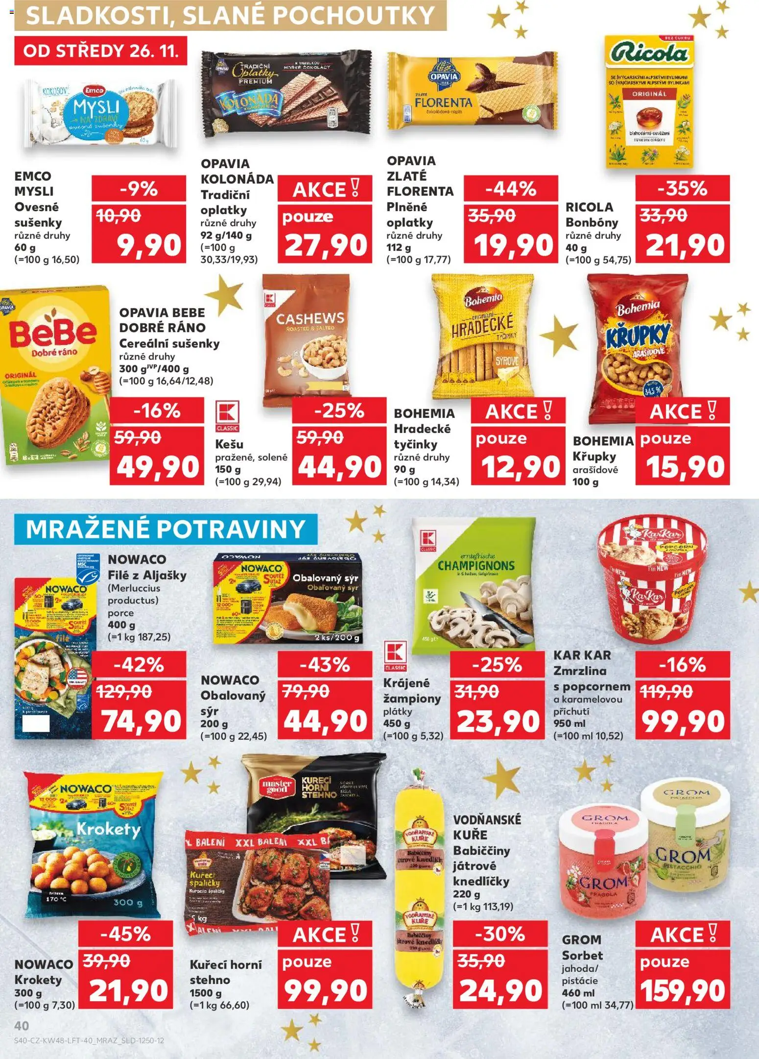 Kaufland leták - Liberec od 26.11.2025 | Strana: 40 | Produkty: Emco Mysli, Kešu, Zmrzlina, Sorbet