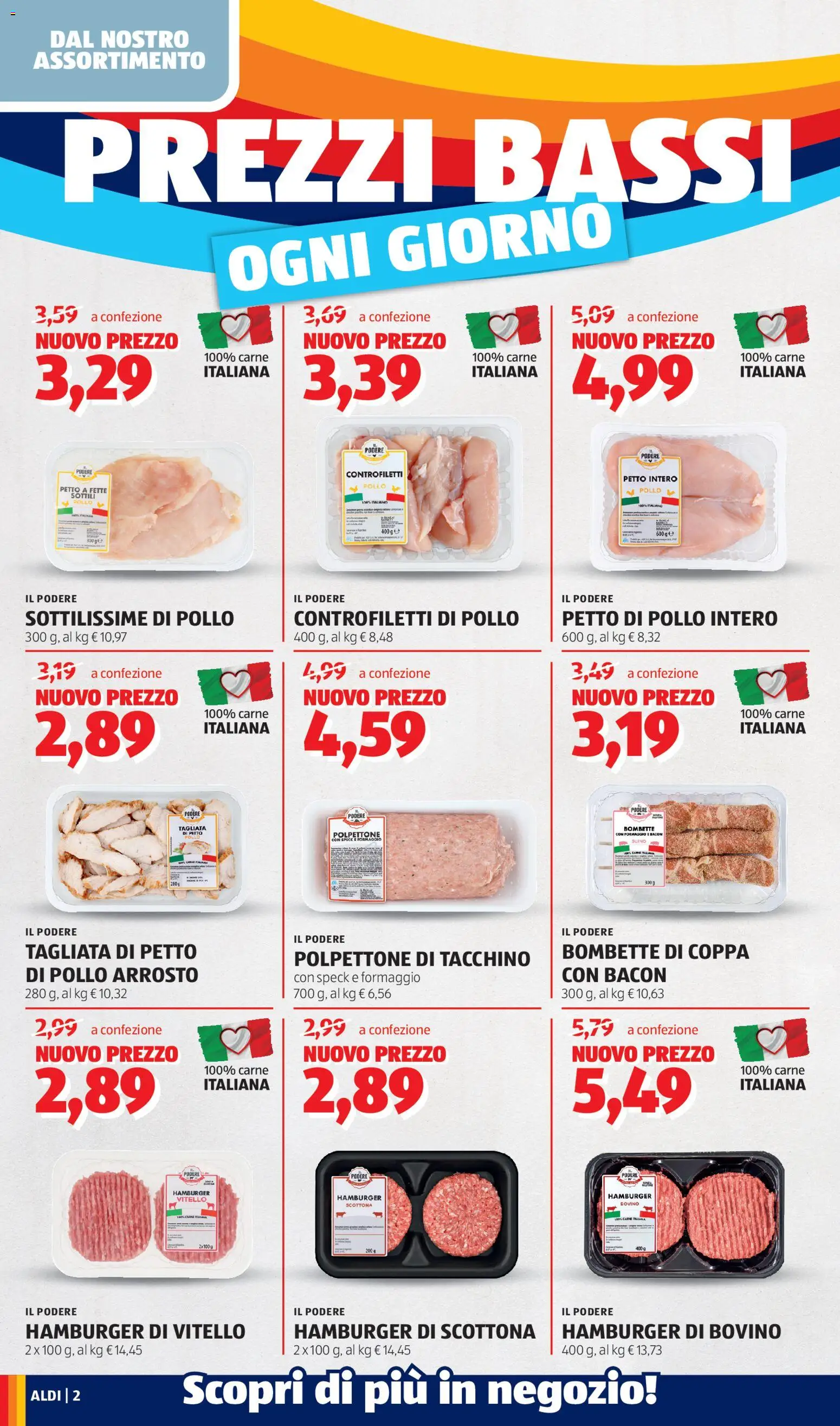 Volantino Aldi del 04.05.2026 | Pagina: 2 | Prodotti: Speck, Bovino, Vitello, Hamburger