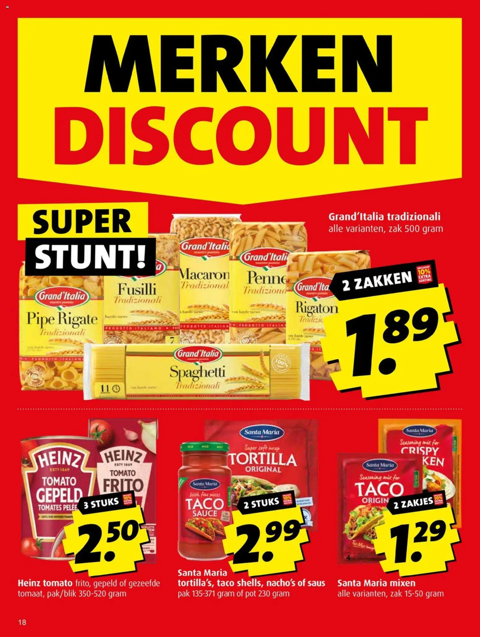 {H1} | Pagina: 18 | Producten: Pot, Taco, Zak, Saus