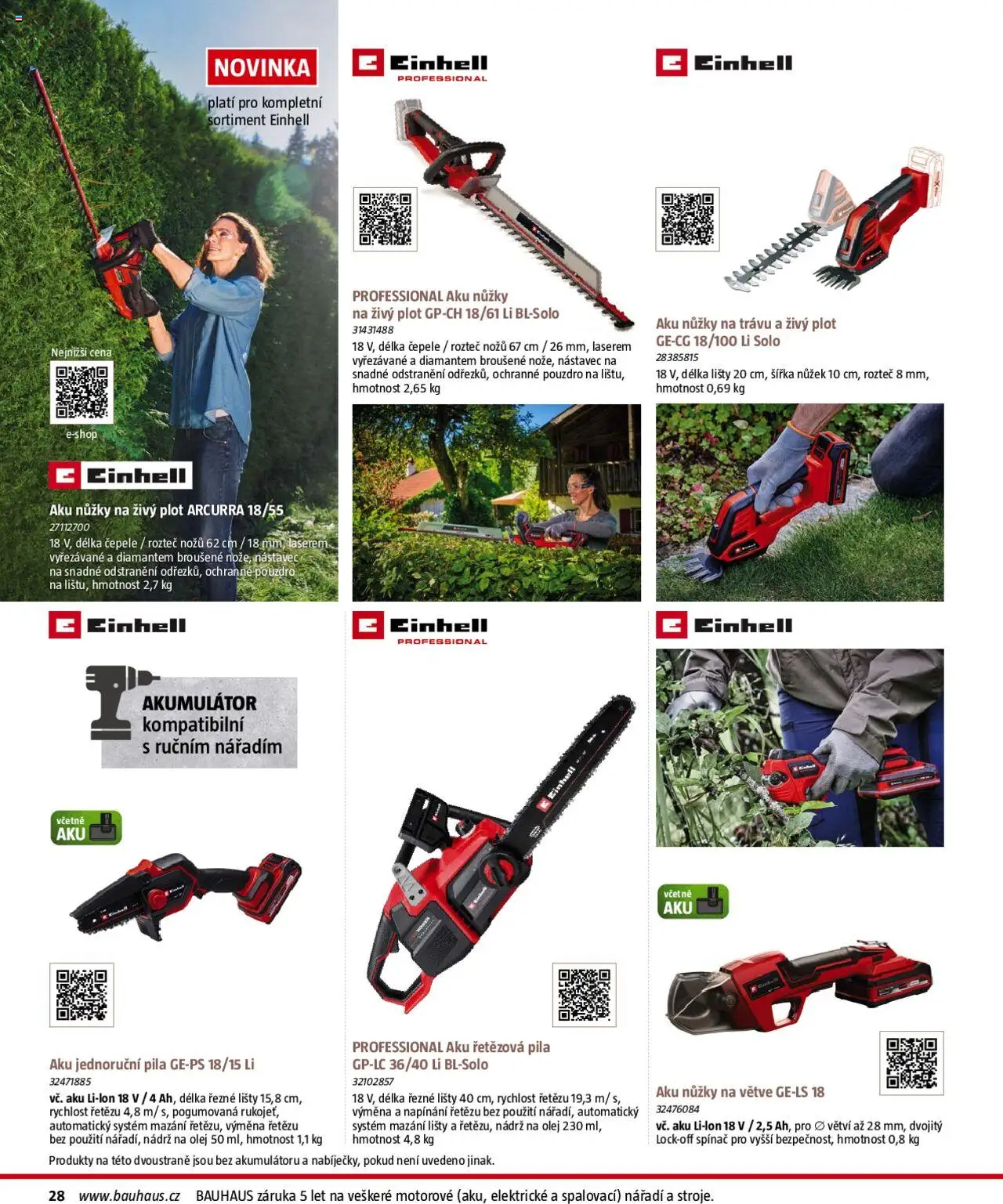 Bauhaus katalog Zahradní technika od 01.04.2025 | Strana: 28 | Produkty: Nůžky, Pouzdro, Pila, Aku nůžky