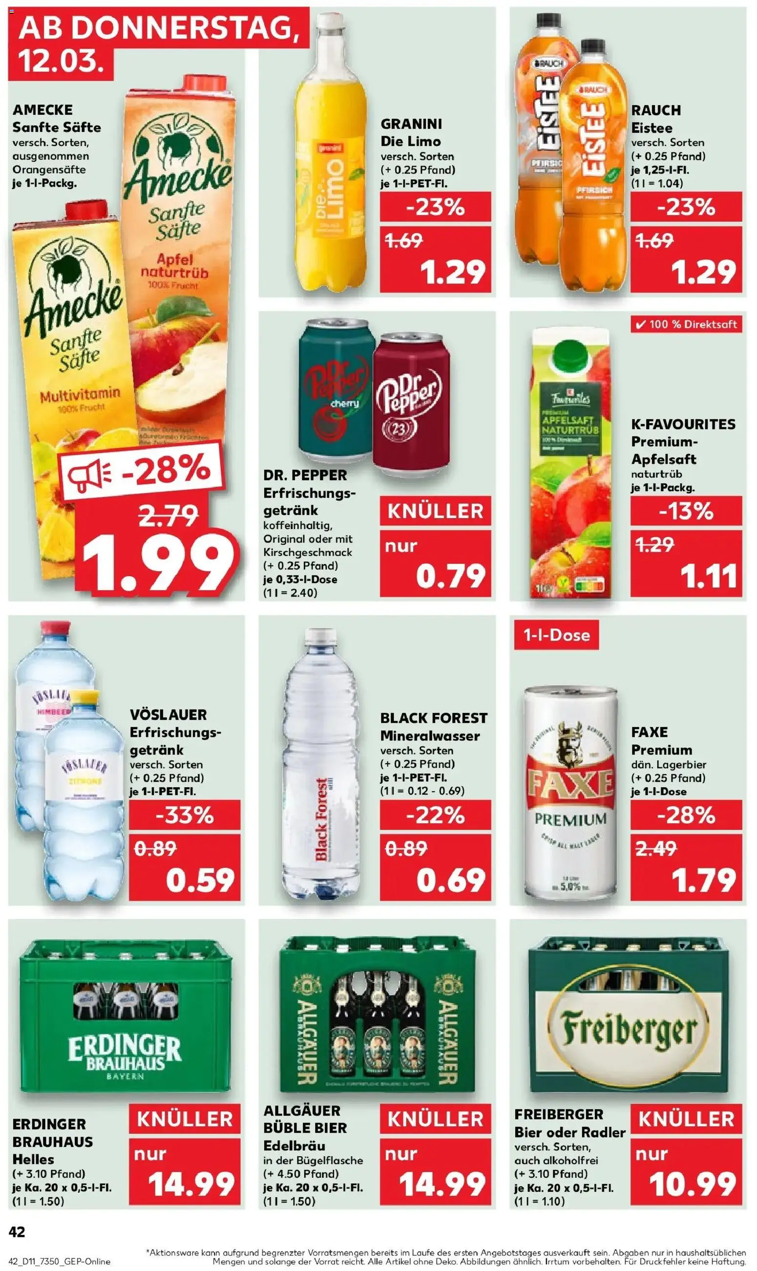 Kaufland Prospekt Schleiz	 – gültig ab 12.03.2026 | Seite: 42 | Produkte: Bier, Äpfel, Mineralwasser, Radler