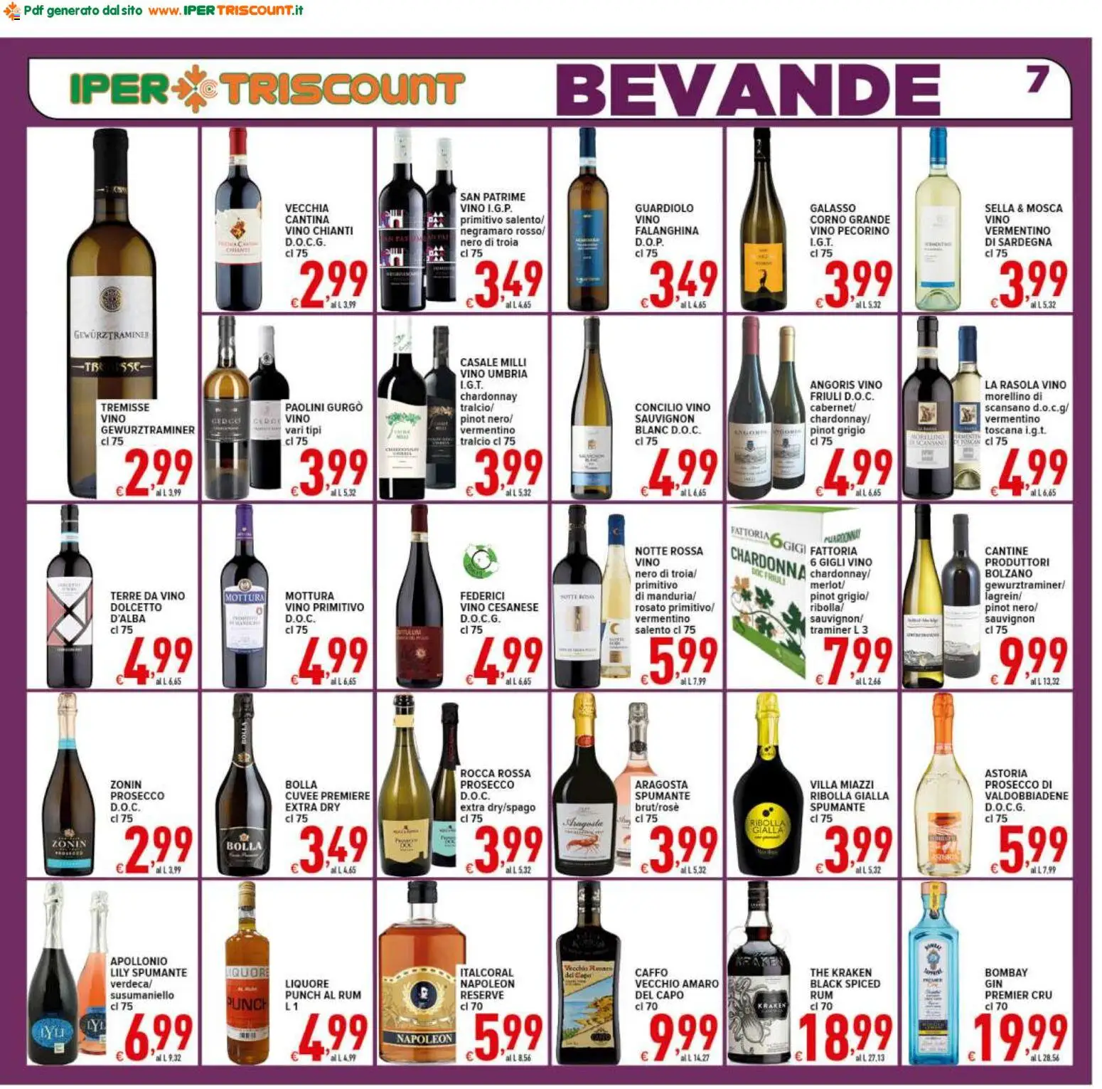 Volantino Ipertriscount del 26.01.2026 | Pagina: 7 | Prodotti: Prosecco, Vino, The, Spumante