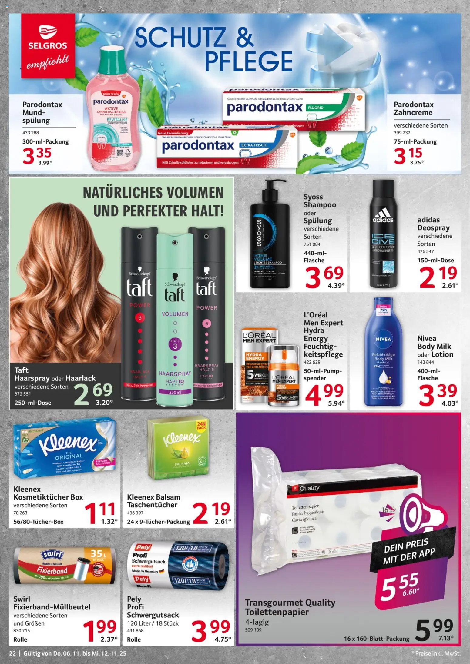 Selgros Prospekt 	 – gültig ab 06.11.2025 | Seite: 22 | Produkte: Energy, Spülung, Haarspray, Body Milk