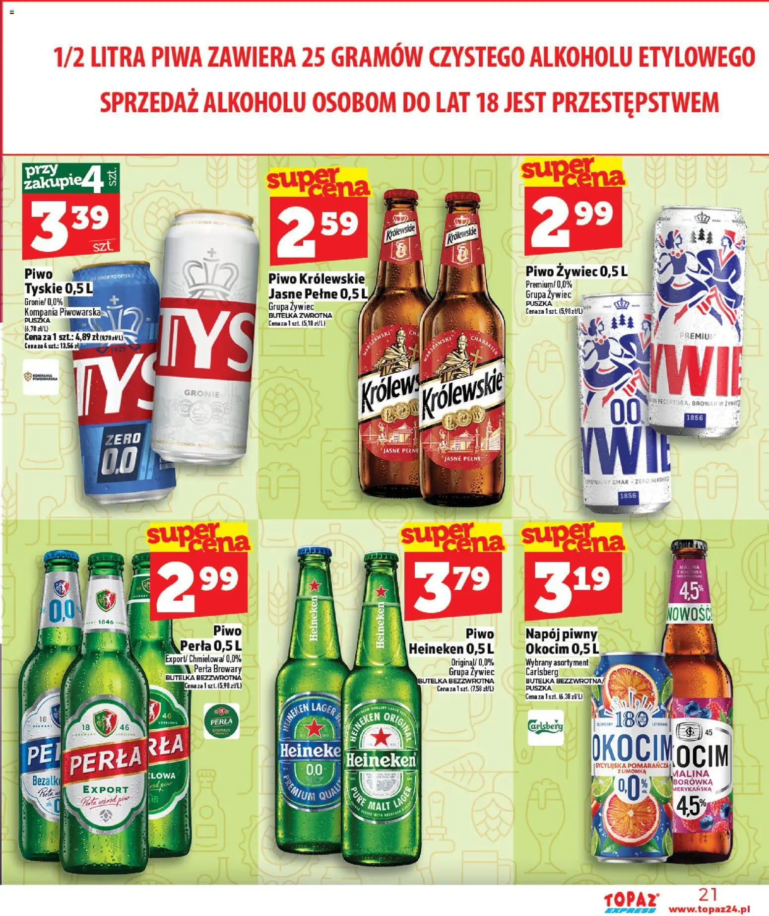 Topaz Gazetka - Express od 26.02.2026 | Strona: 21 | Produkty: Limonka, Malina, Piwo perła, Heineken