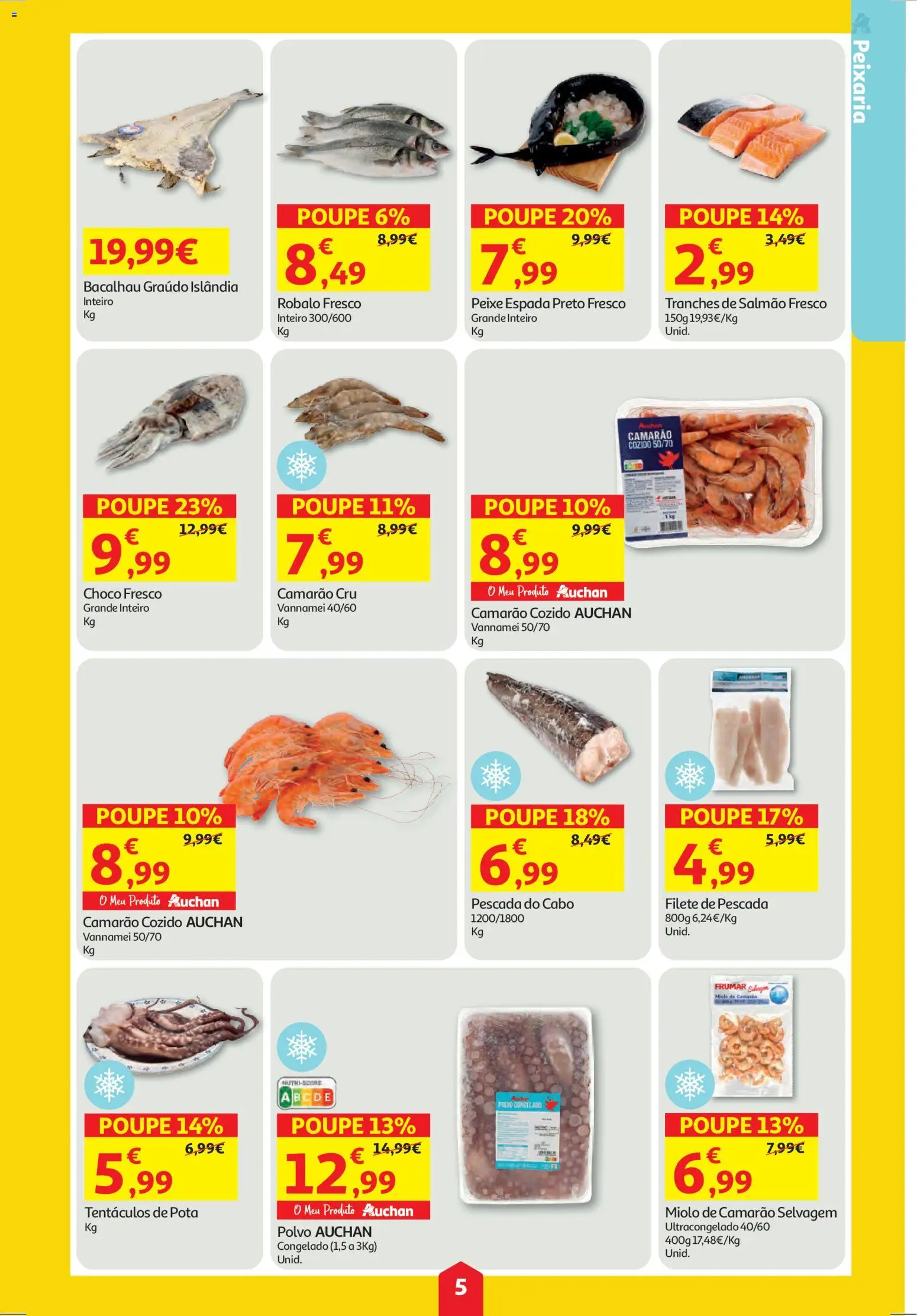 Auchan folheto │ válido de 19.02.2026 | Página: 5 | Produtos: Cabo, Pescada, Polvo, Pescada do cabo