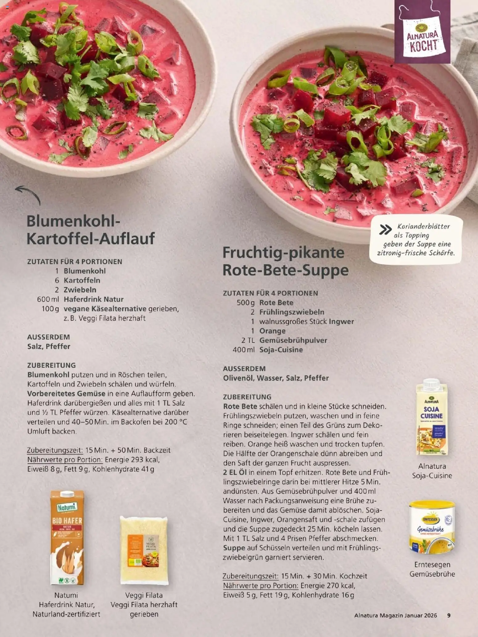 Alnatura Prospekt – gültig ab 01.01.2026 | Seite: 9 | Produkte: Orangensaft, Zwiebeln, Salz, Blumenkohl