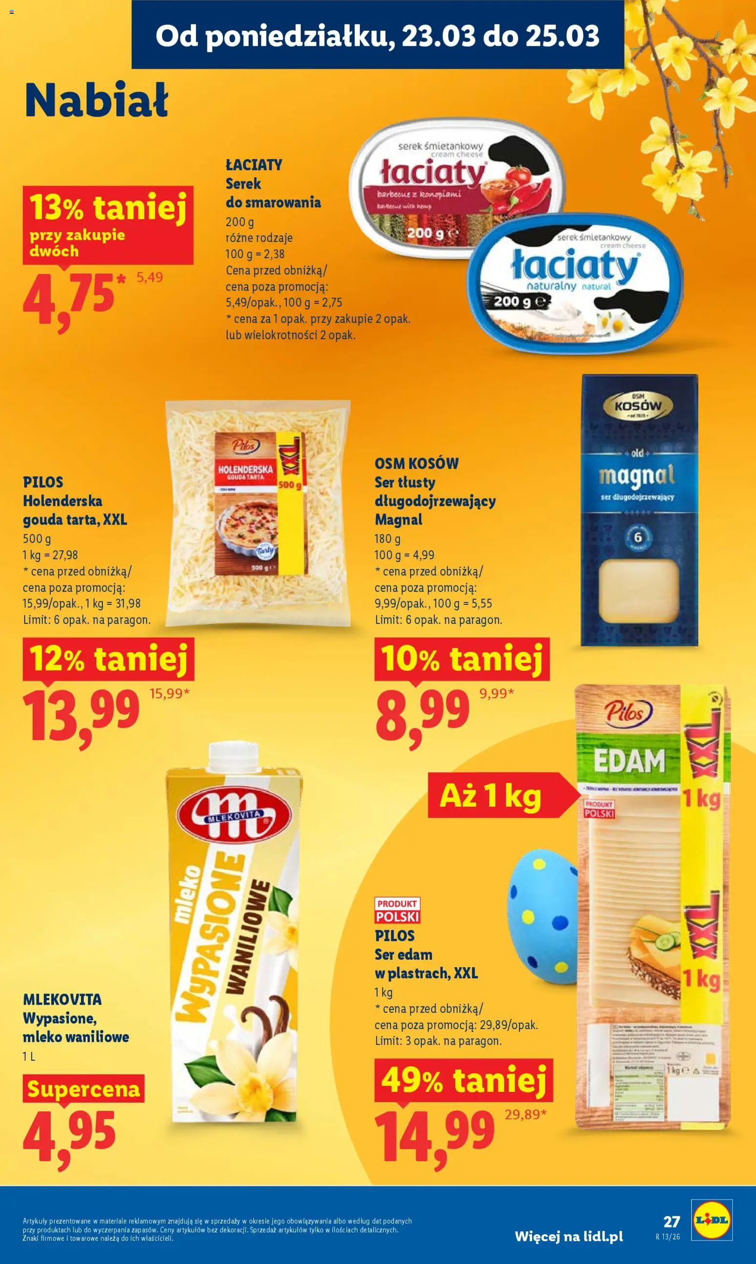 Lidl Polsko leták od 23.03.2026 | Strana: 27 | Produkty: Gouda, Mléko, Cream cheese