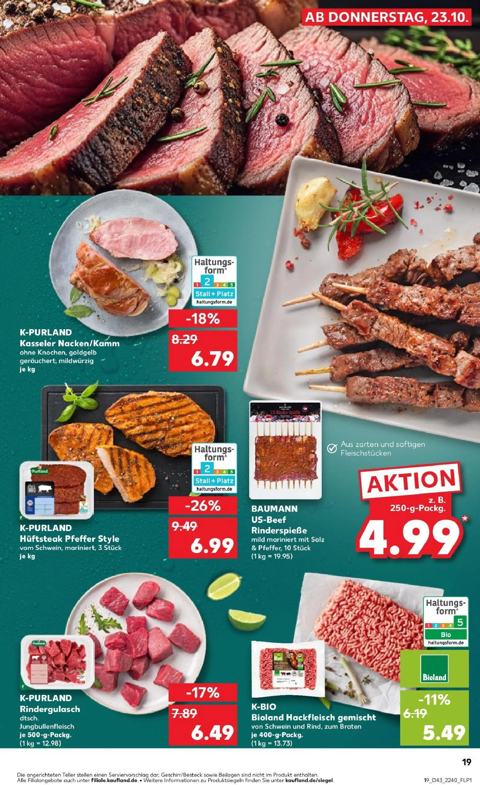 Kaufland prospekt Münsingen	 – gültig ab 23.10.2025 | Seite: 19 | Produkte: Rindergulasch, Salz, Pfeffer, Hackfleisch