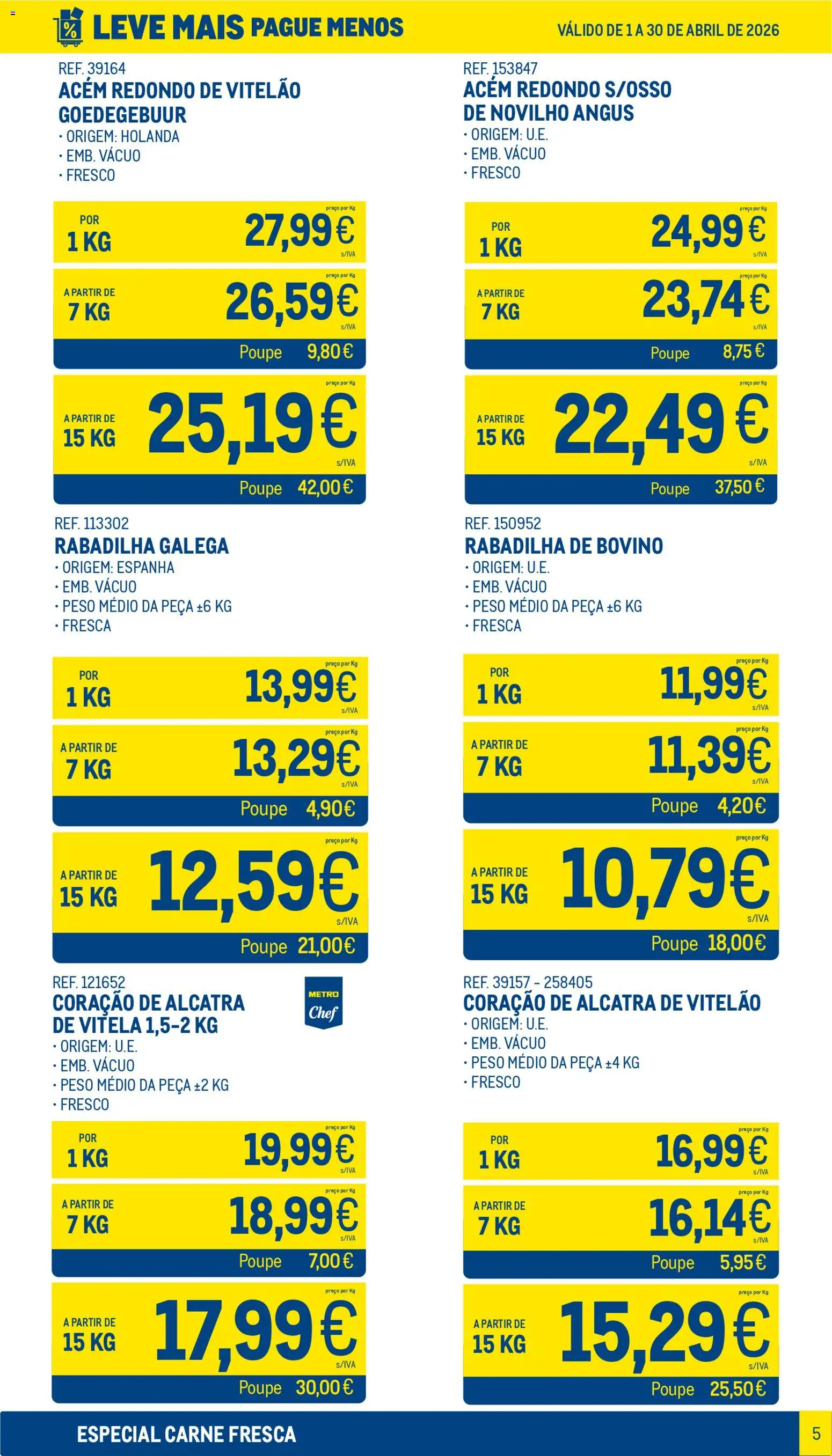Makro Leve Mais Pague Menos - Carne Fresca │ válido de 01.04.2026 | Página: 5 | Produtos: Vitela