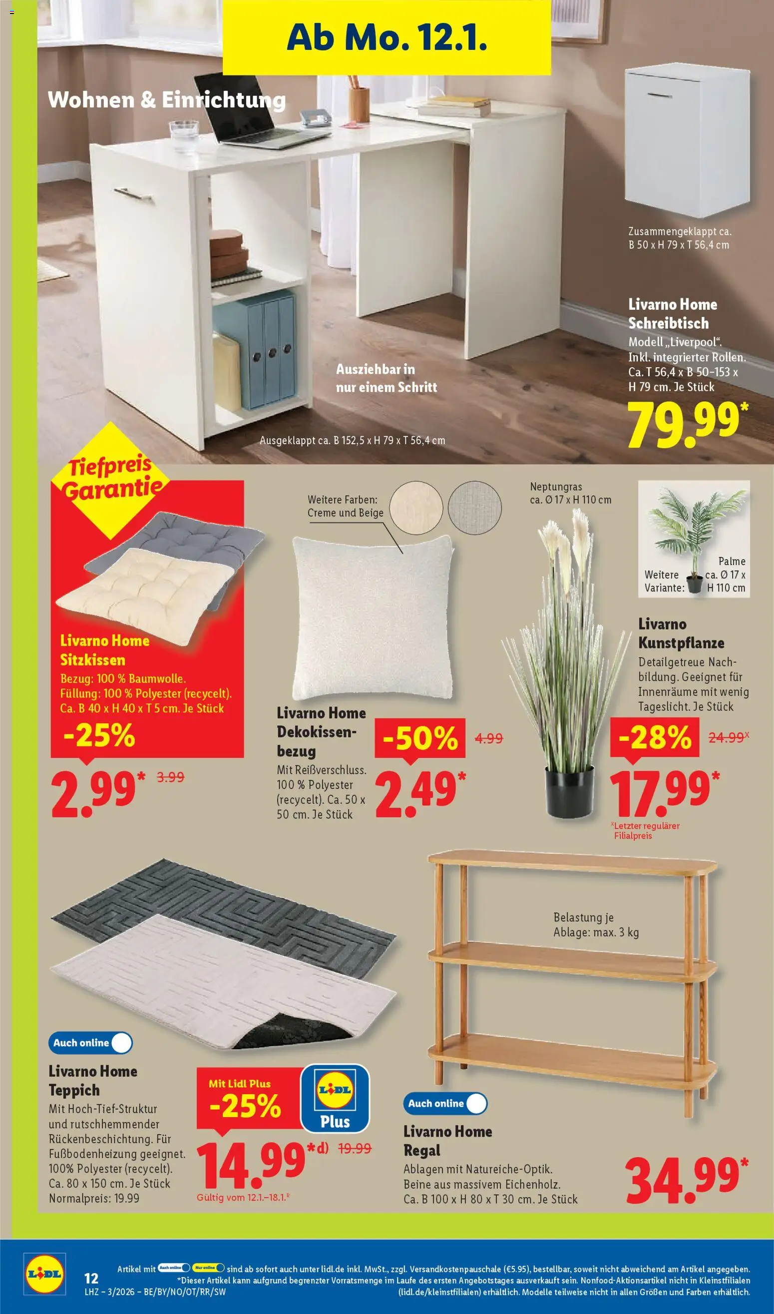 Lidl Prospekt München – gültig ab 12.01.2026 | Seite: 30 | Produkte: Regal, Teppich, Creme
