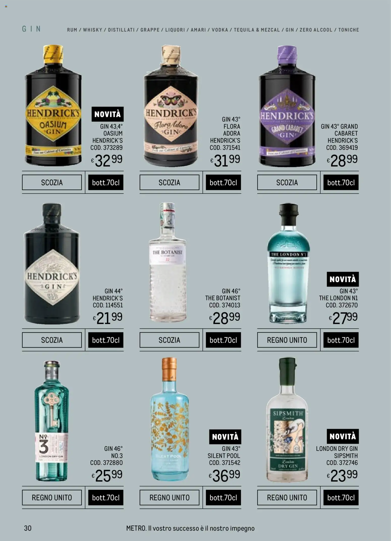 Volantino Metro del 06.11.2025 | Pagina: 30 | Prodotti: Gin, Vodka, Rum, The