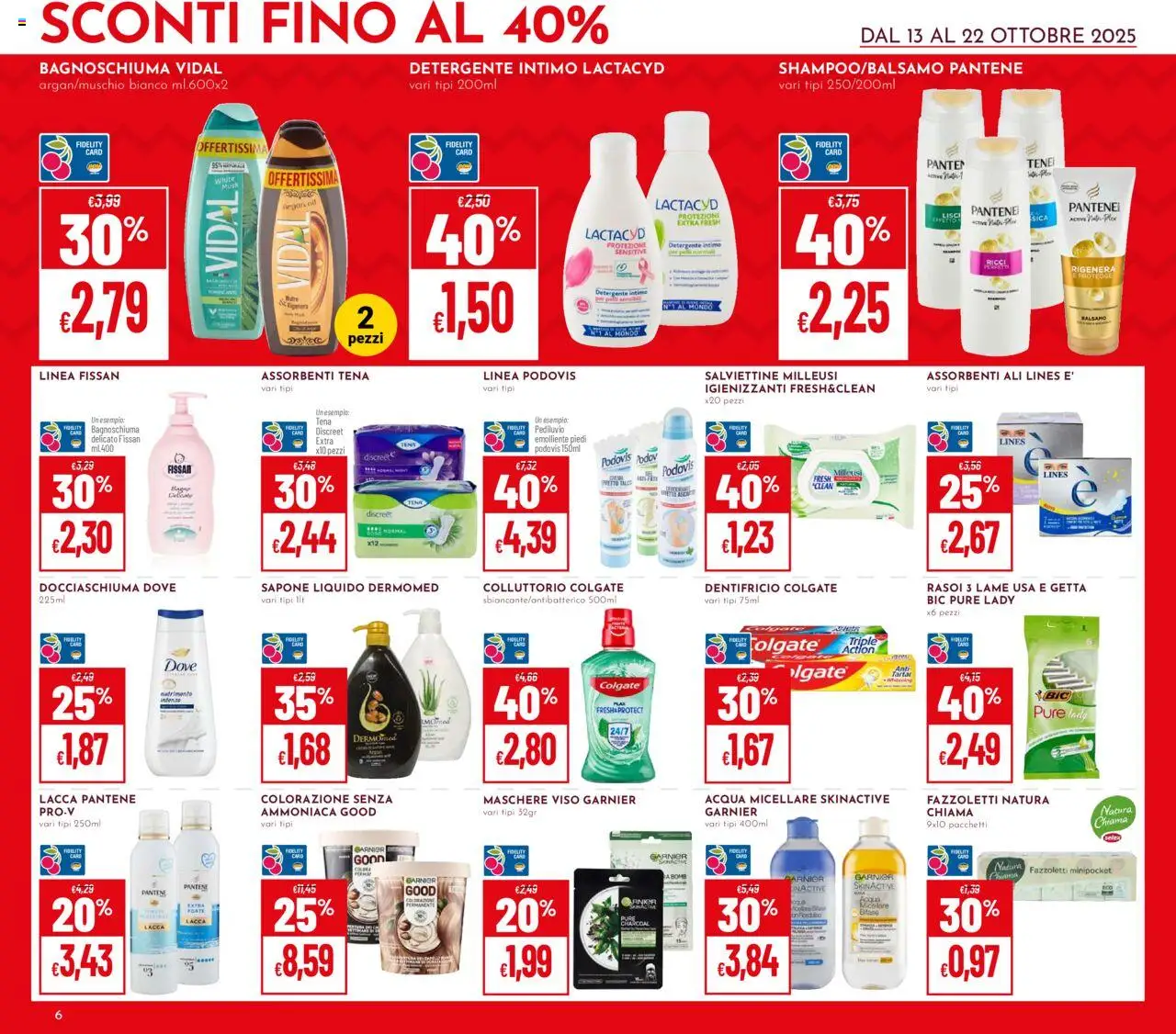 Volantino Pan del 13.10.2025 | Pagina: 6 | Prodotti: Lacca, Dentifricio, Detergente, Intimo