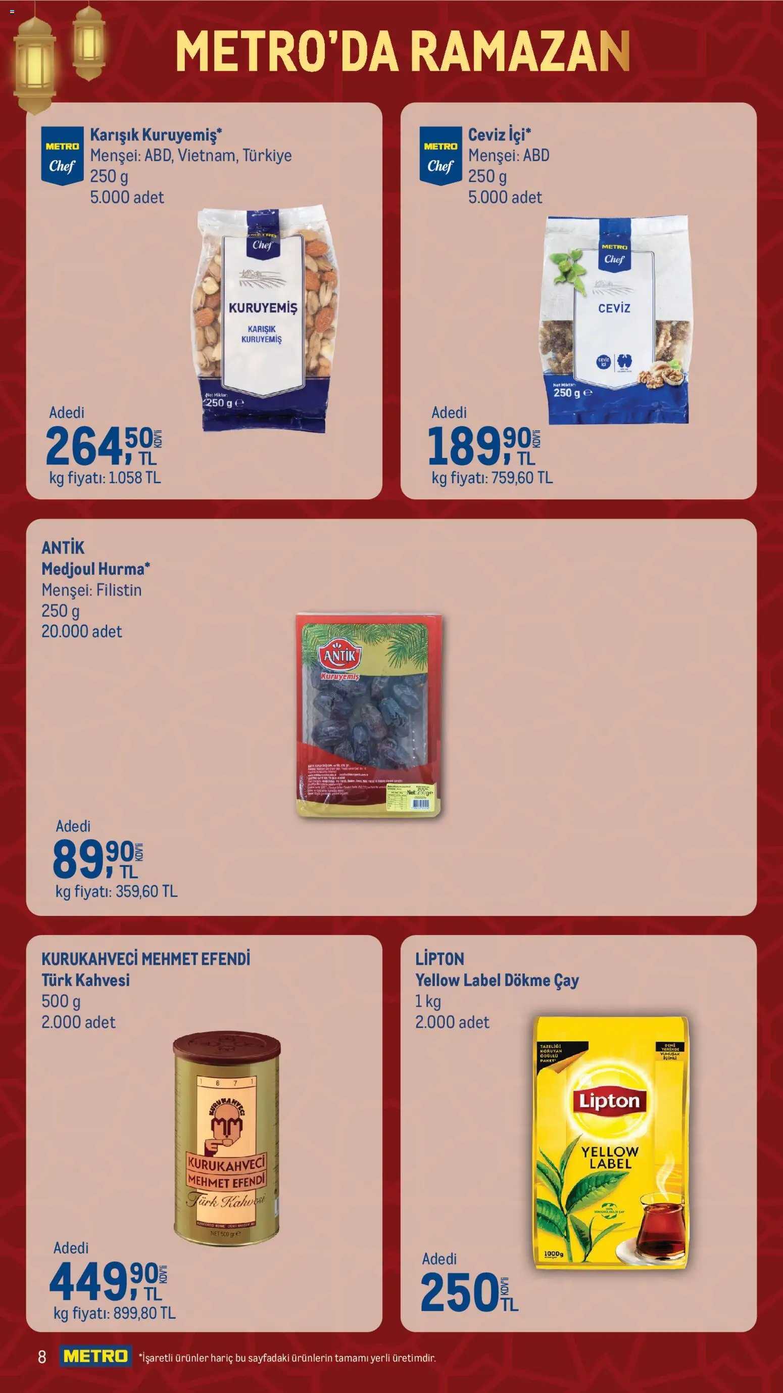 Metro - Ramazan'a Özel Fırsatlar - 11.02.2026 tarihinden itibaren geçerlidir | Sayfa: 8 | Ürünler: Çay, Ceviz