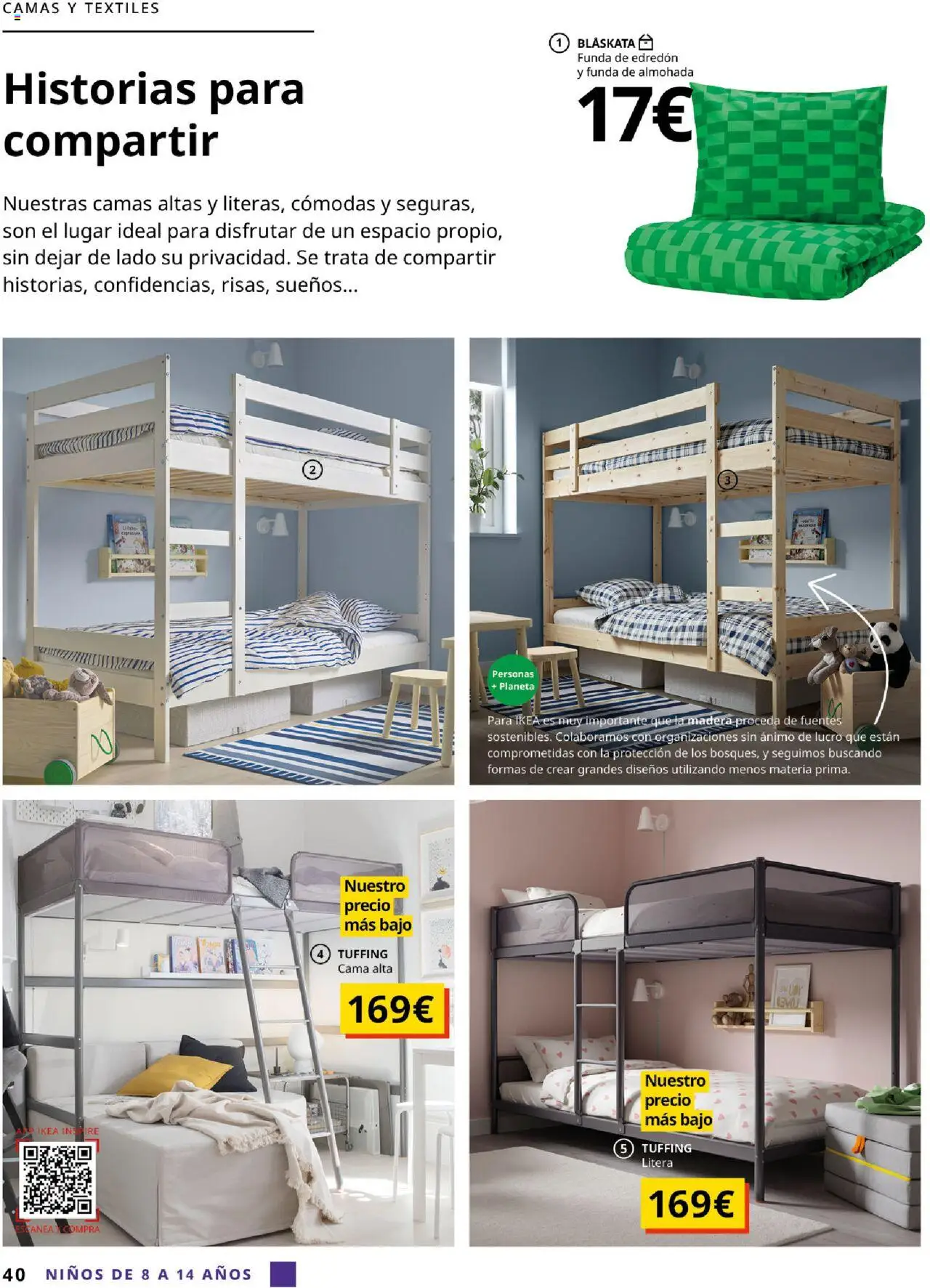Catálogo IKEA y los niños │ válido desde el 04.02.2025 | Página: 40 | Productos: Edredón, Funda, Cama, Almohada